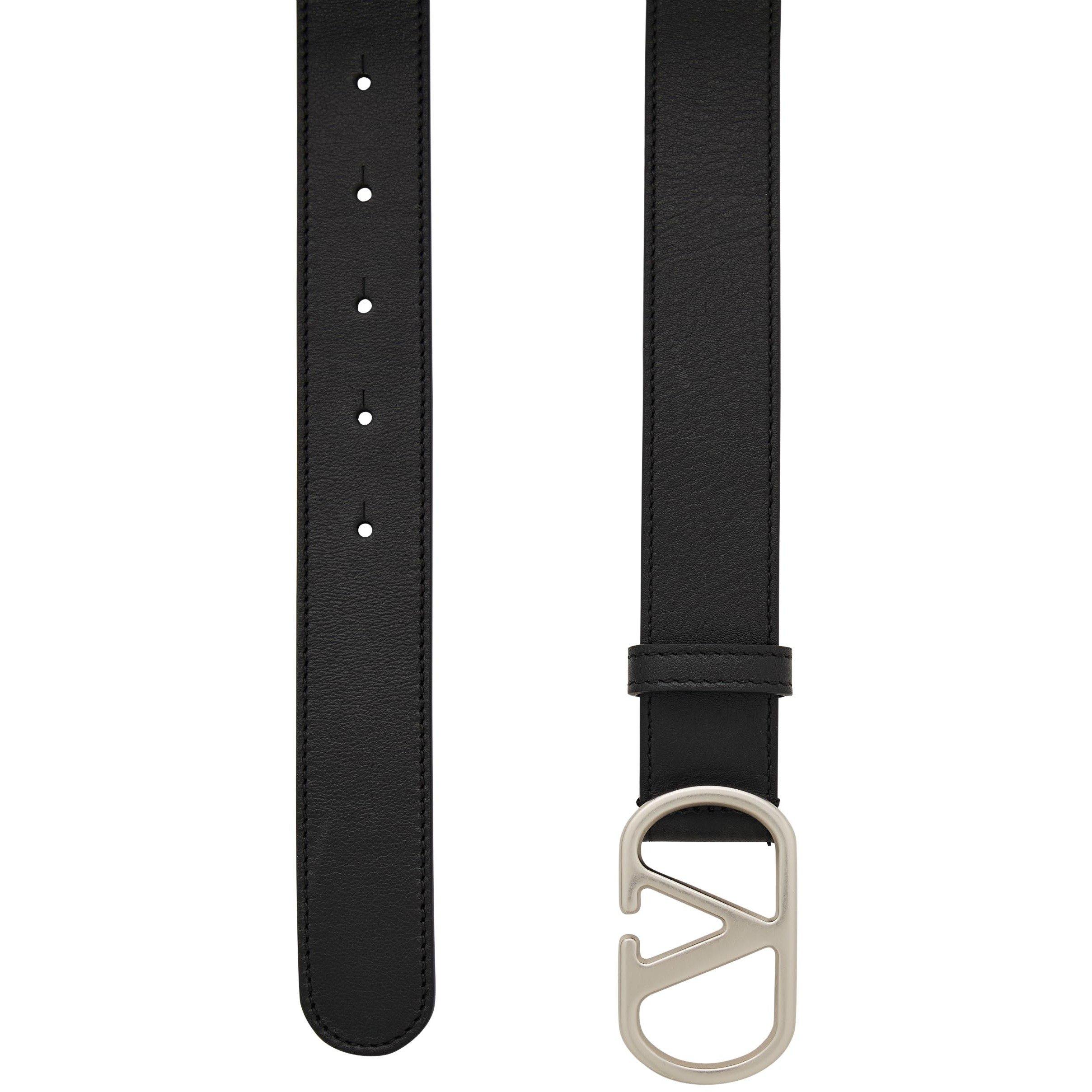 BLACK - Valentino - Men's Signature VLogo Leather Belt - 2