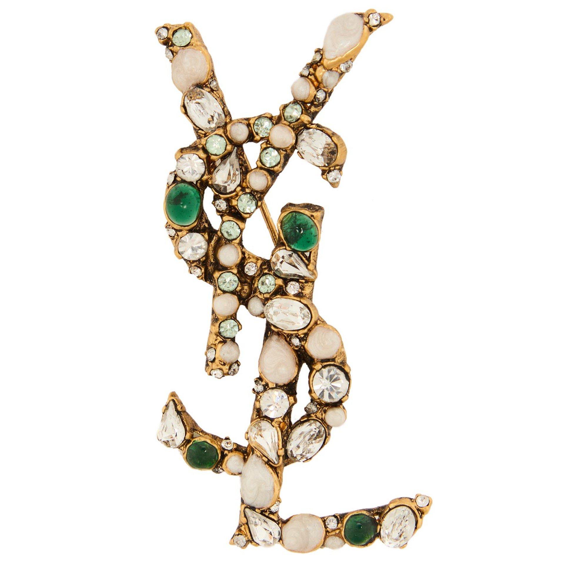 CRYSTAL AND OTH - Saint Laurent - CASSANDRE BROOCH
