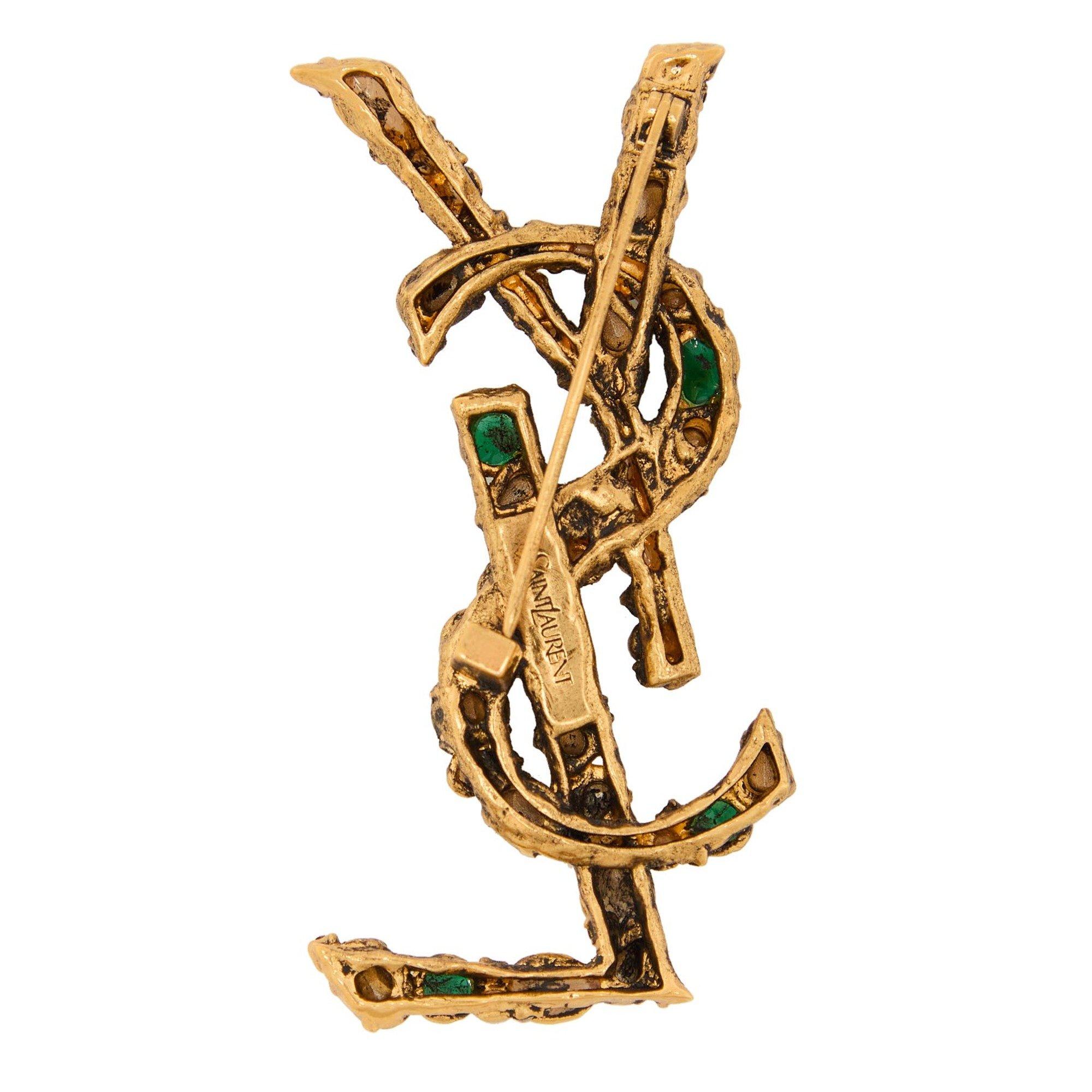 CRYSTAL AND OTH - Saint Laurent - Women's Cassandre Metal Brooch - 2