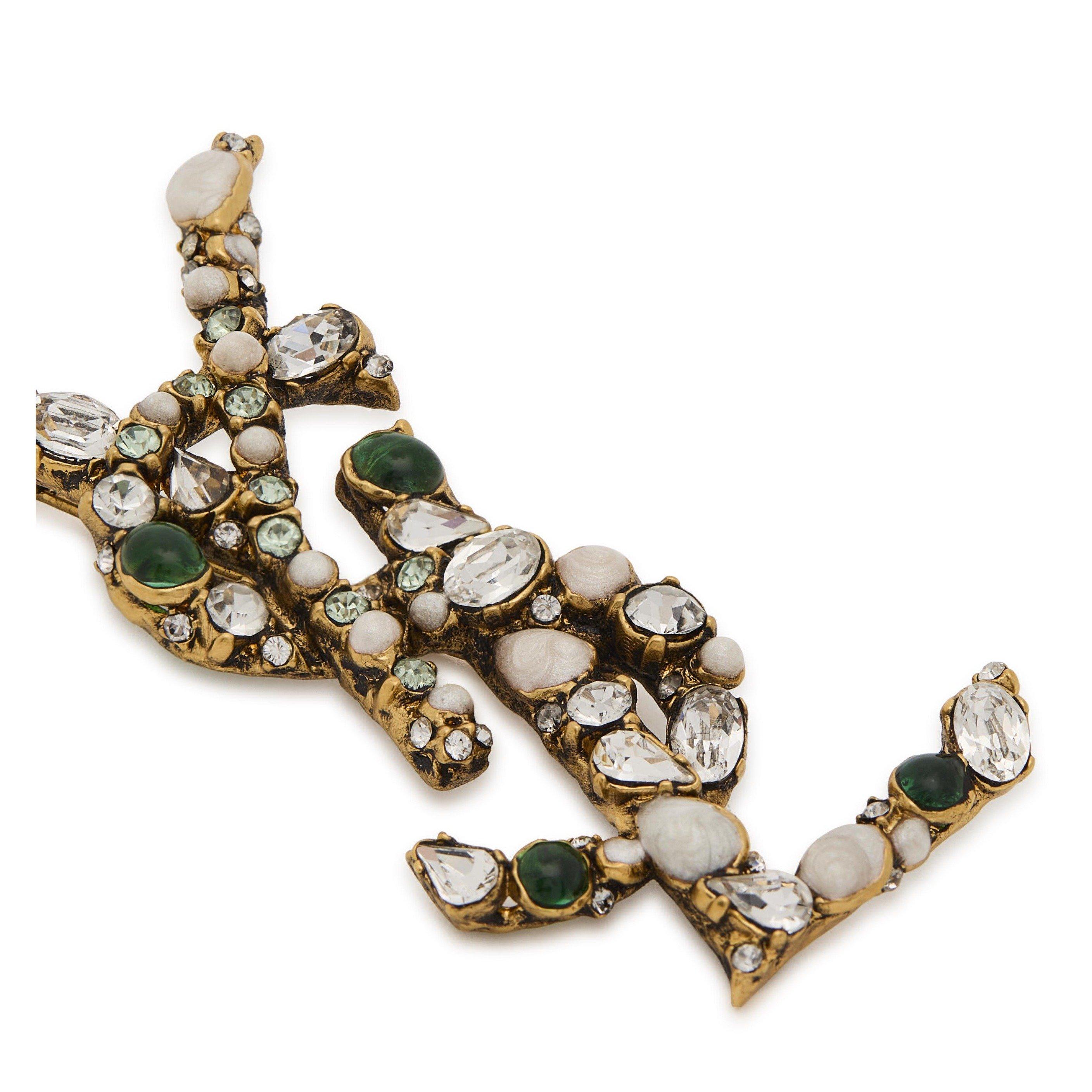 CRYSTAL AND OTH - Saint Laurent - Women's Cassandre Metal Brooch - 4