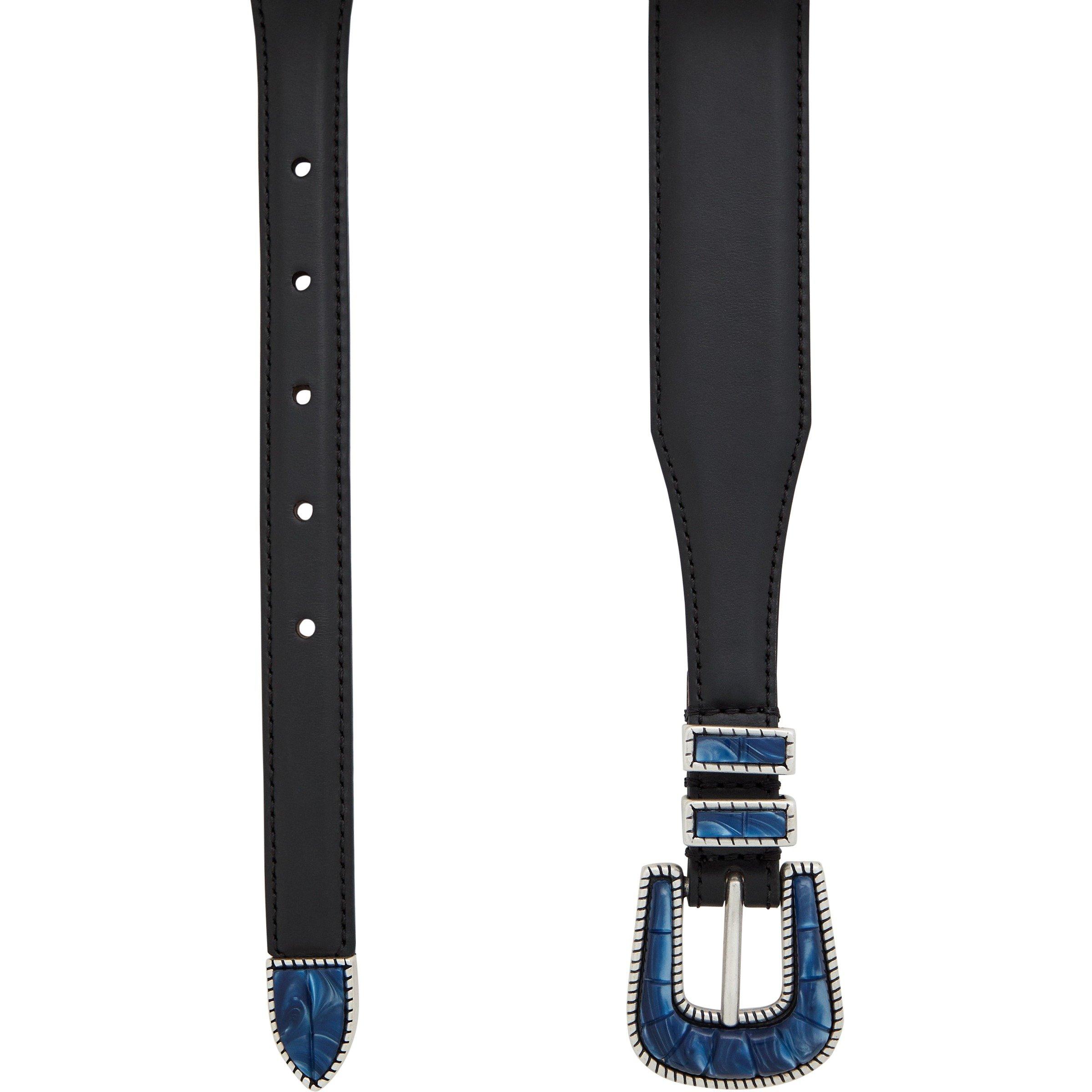 BLACK OTHER - Silver Ostrich - CRAZY COLOUR CALF LEATHER BELT - 2