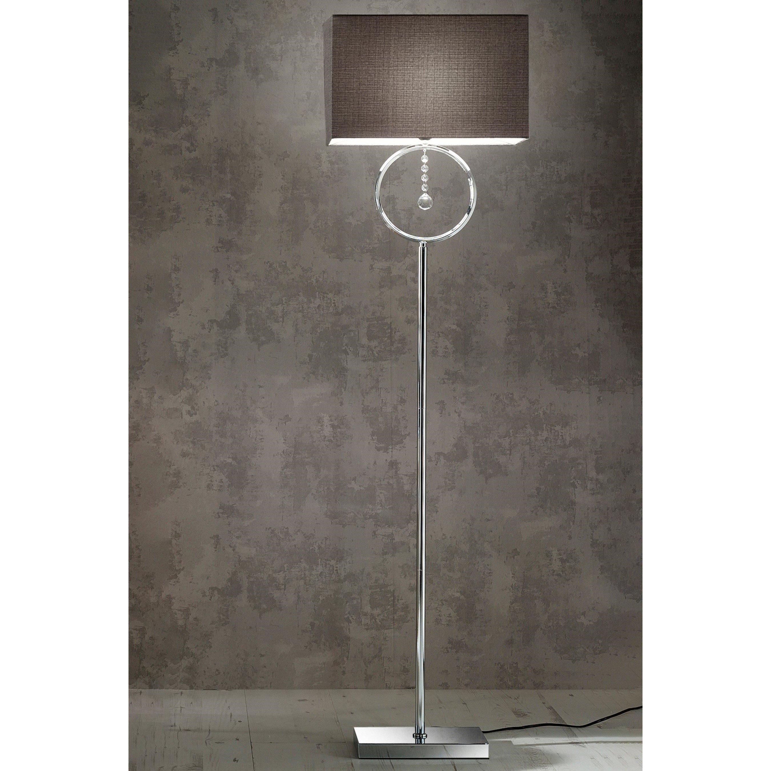 Chrome - K Living - Lizzy Chrome Floor Lamp with a Grey lampshade