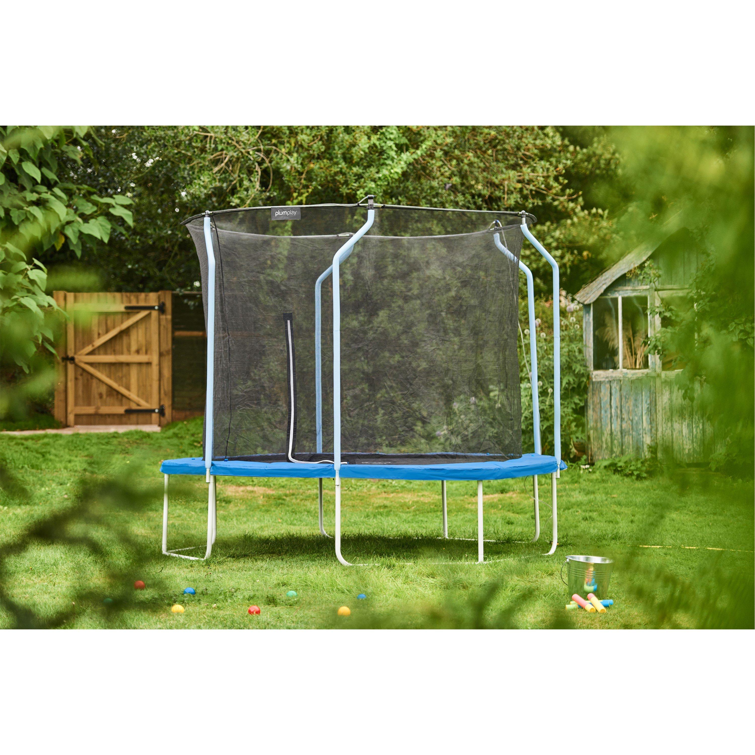 Blue - Plum Play - 12ft Wave Springsafe™ Trampoline and Enclosure with Mist - 2