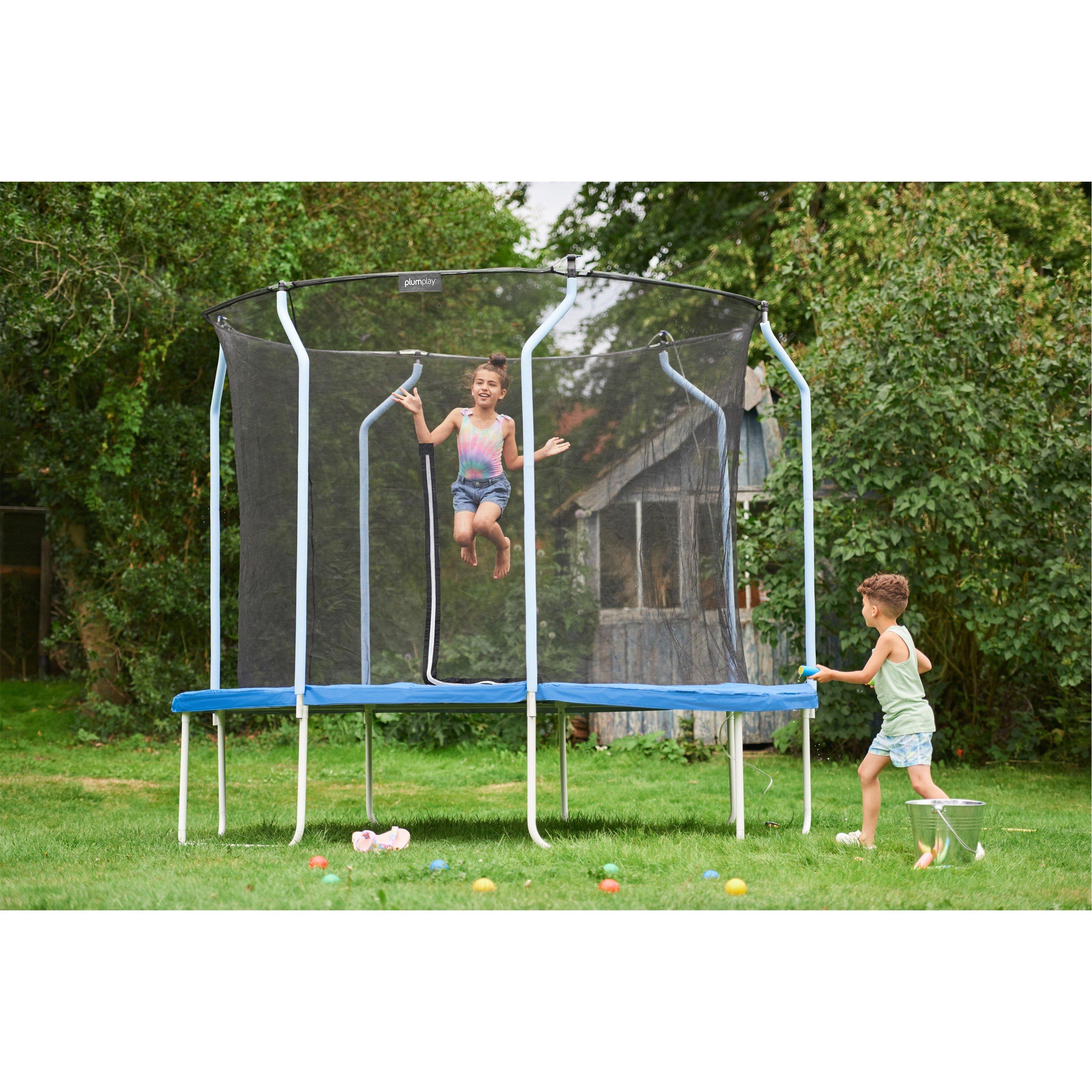 Blue - Plum Play - 12ft Wave Springsafe™ Trampoline and Enclosure with Mist - 3