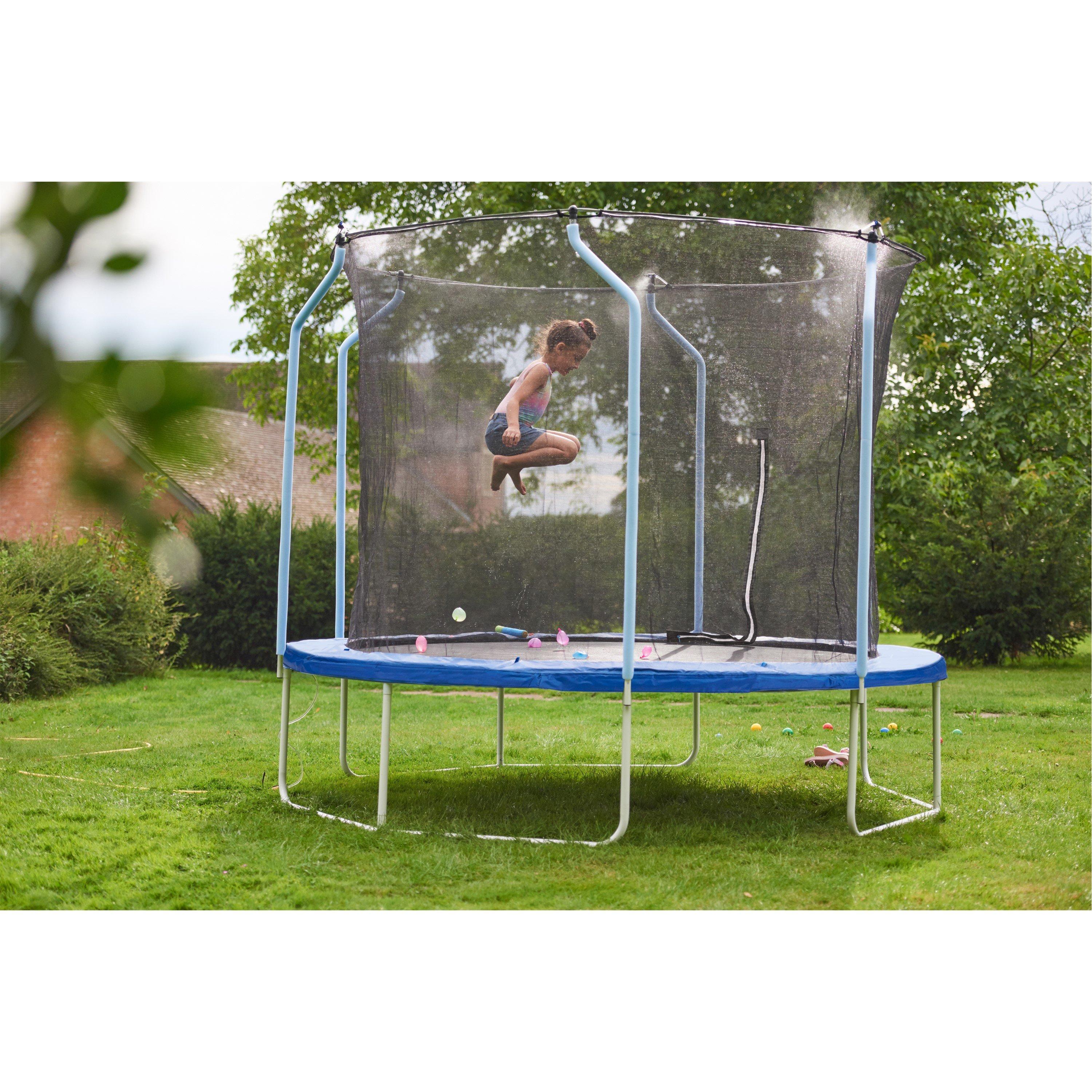 Blue - Plum Play - 12ft Wave Springsafe™ Trampoline and Enclosure with Mist - 4