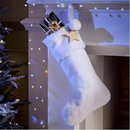 The Spirit Of Christmas Fur Stocking 54 White One Size