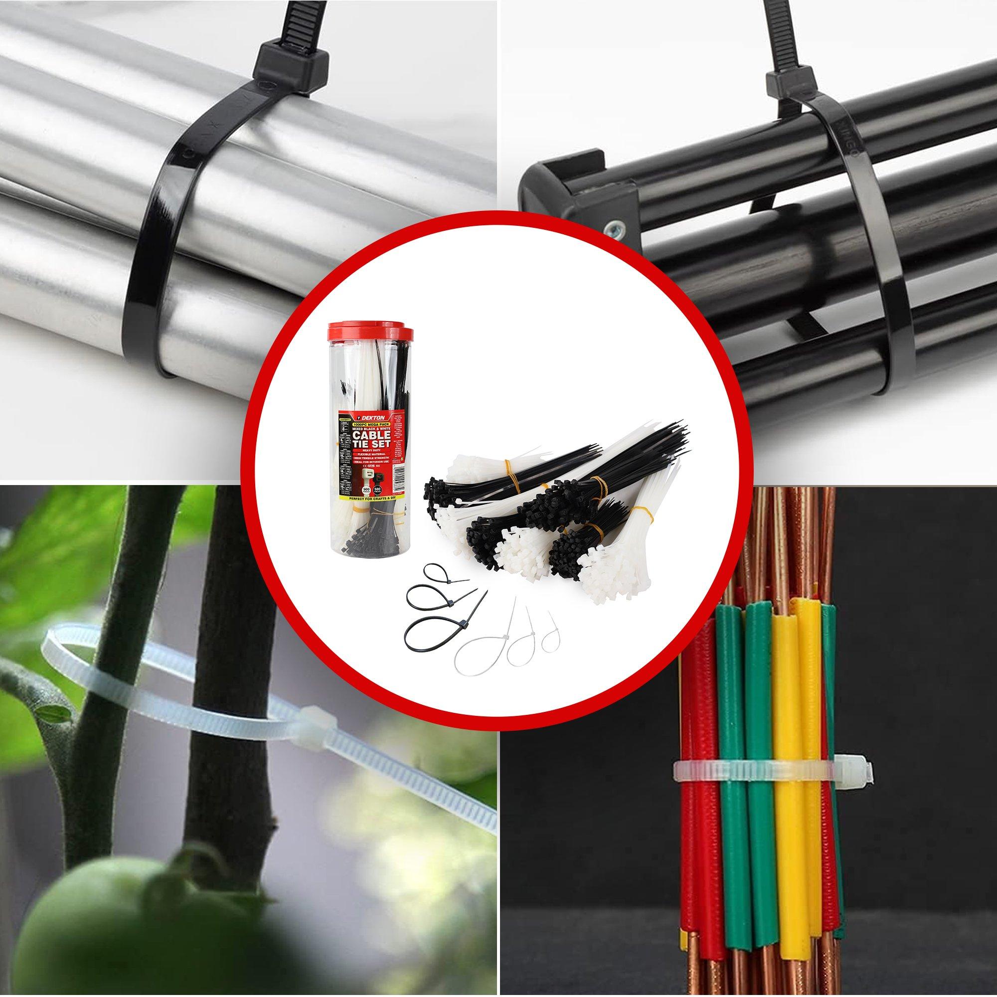 Nero/Bianco - Dekton - 1000Pc Cable Tie Set - 4