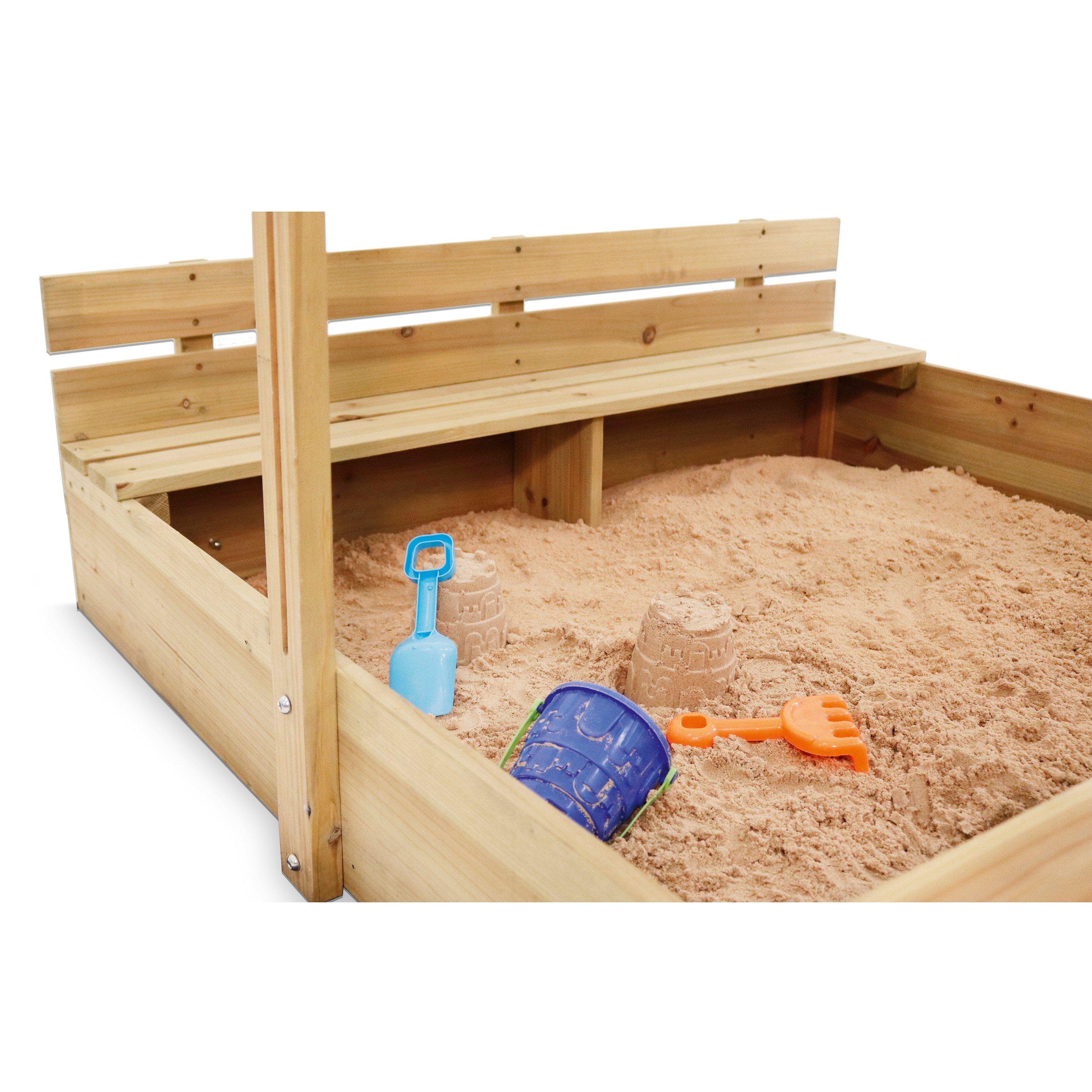 Natural - Plum Play - Wooden Sandpit with Canopy - 2