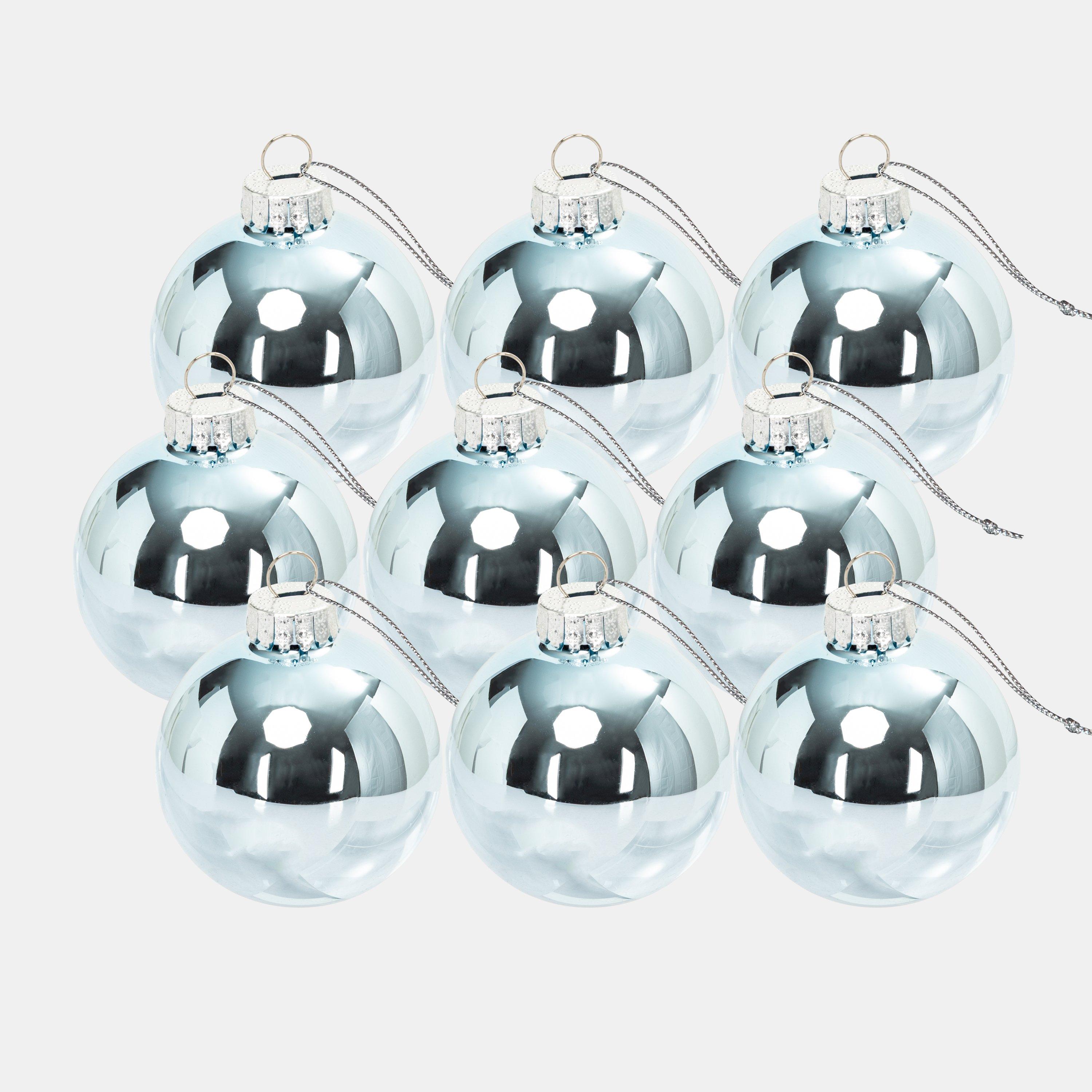 Light Blue - The Spirit Of Christmas - 9pk 60mm Glass Bauble Multicolor - 2