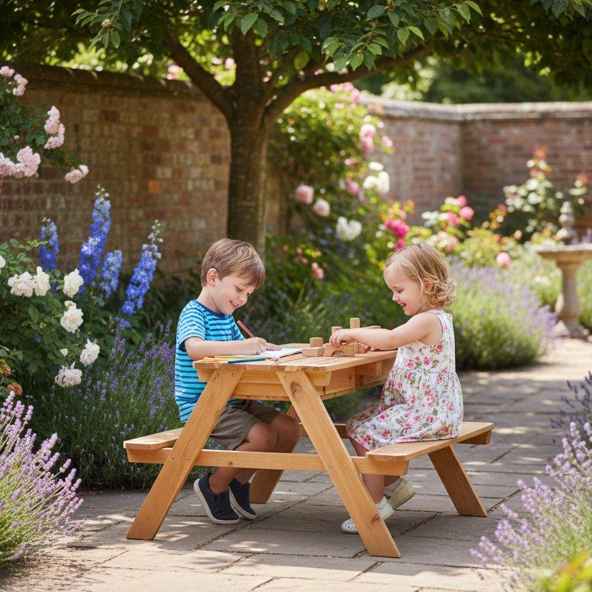 Natural - Plum Play - Plum Surfside Wooden Sand & Water Picnic Table - 11