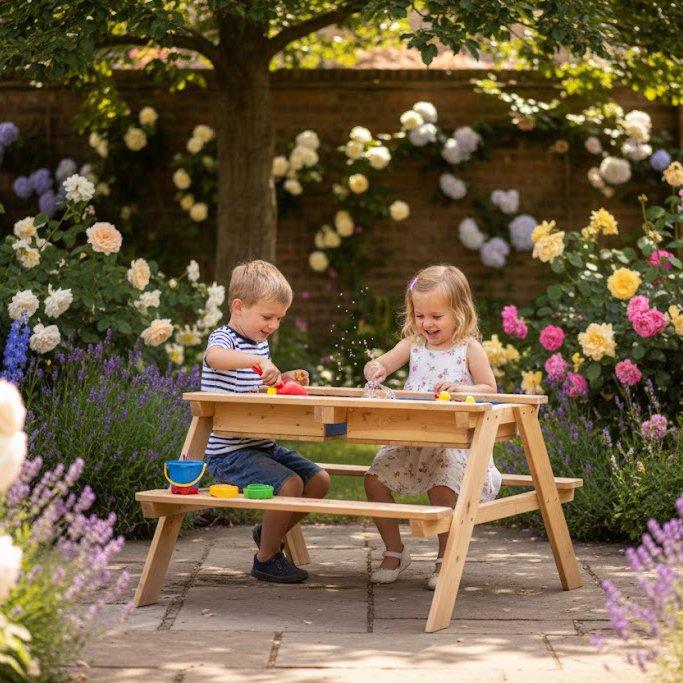 Natural - Plum Play - Plum Surfside Wooden Sand & Water Picnic Table - 10