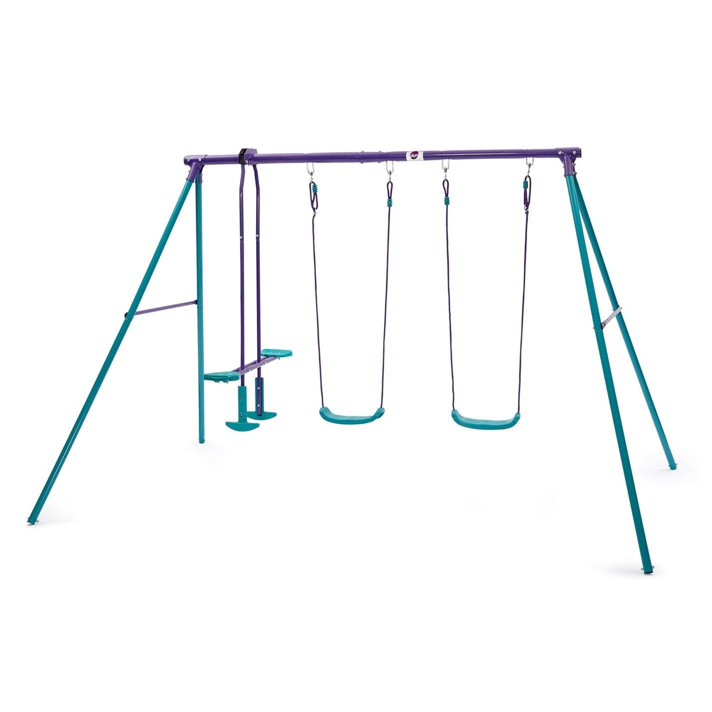 Purple/Blue - Plum Play - Plum Jupiter Double Swing & Glider Set - Purple/Teal - 1