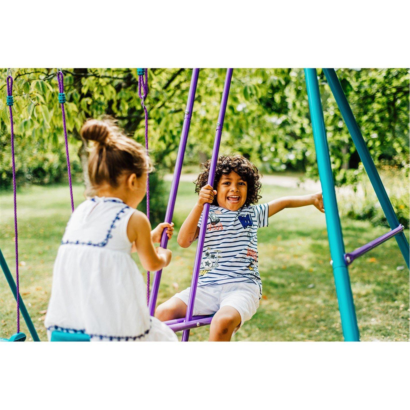 Purple/Blue - Plum Play - Jupiter Double Swing & Glider Set - Purple/Teal - 3