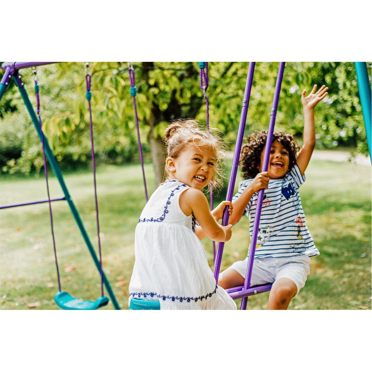Purple/Blue - Plum Play - Jupiter Double Swing & Glider Set - Purple/Teal - 4