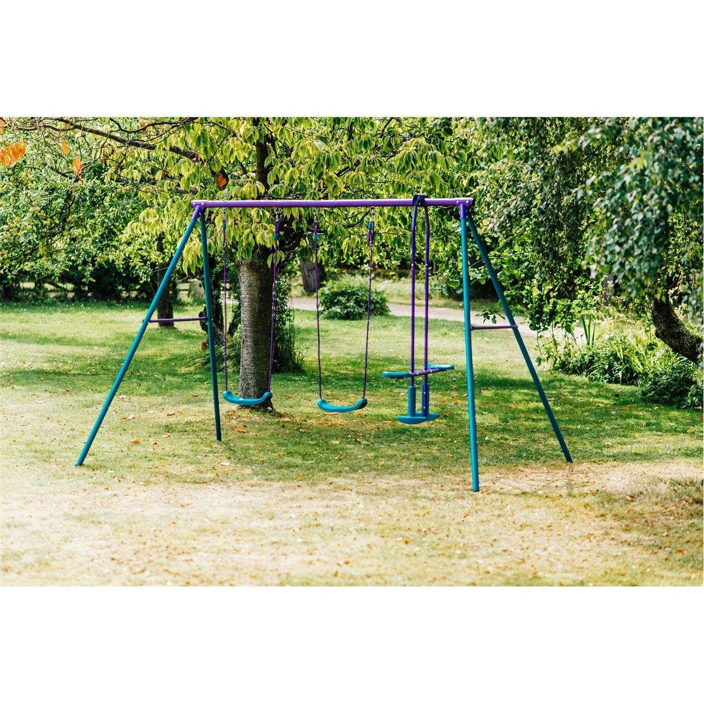 Purple/Blue - Plum Play - Jupiter Double Swing & Glider Set - Purple/Teal - 6