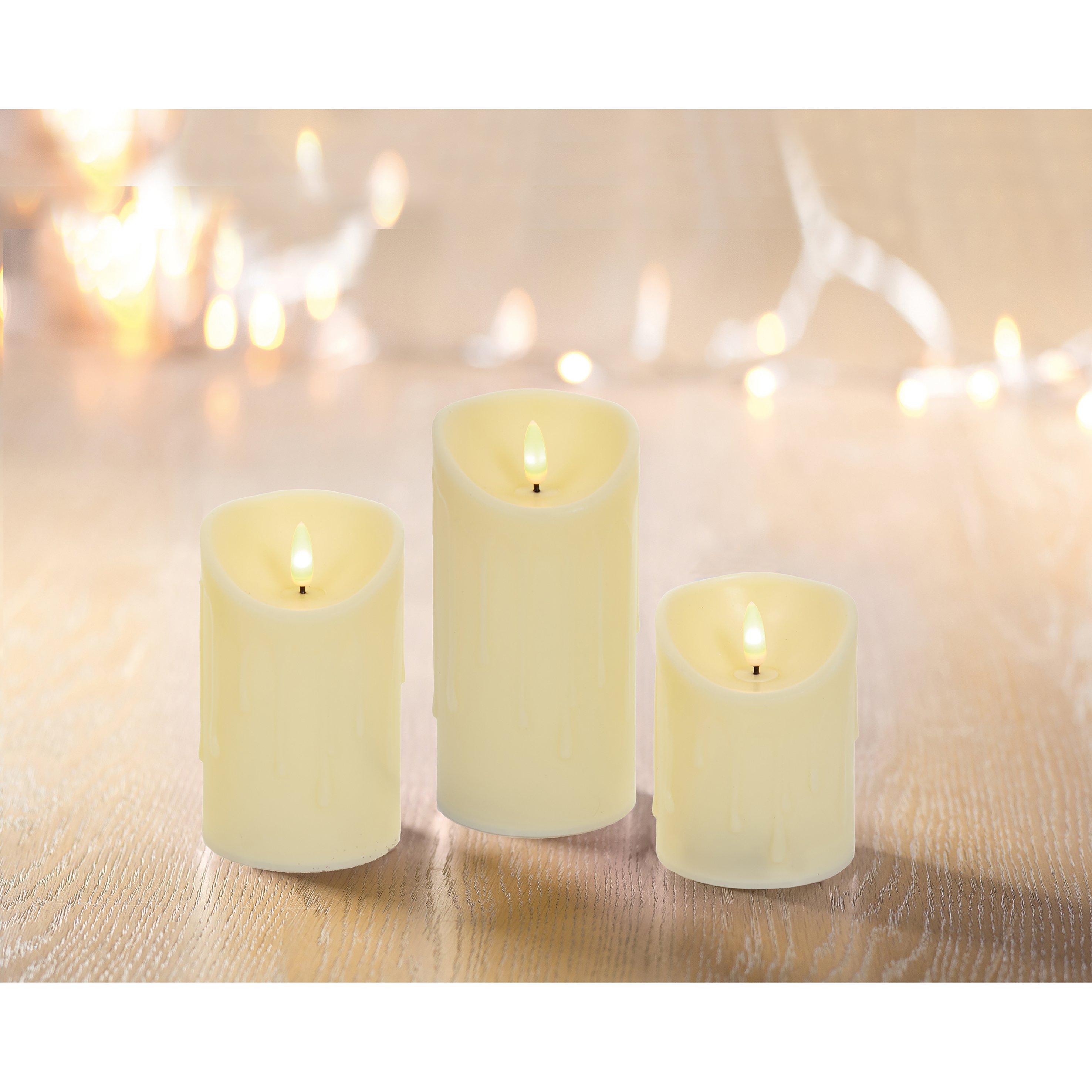 Warm White - Premier Decorations - Real Wax Effect 3 Piece Indoor Christmas Decorations - 2