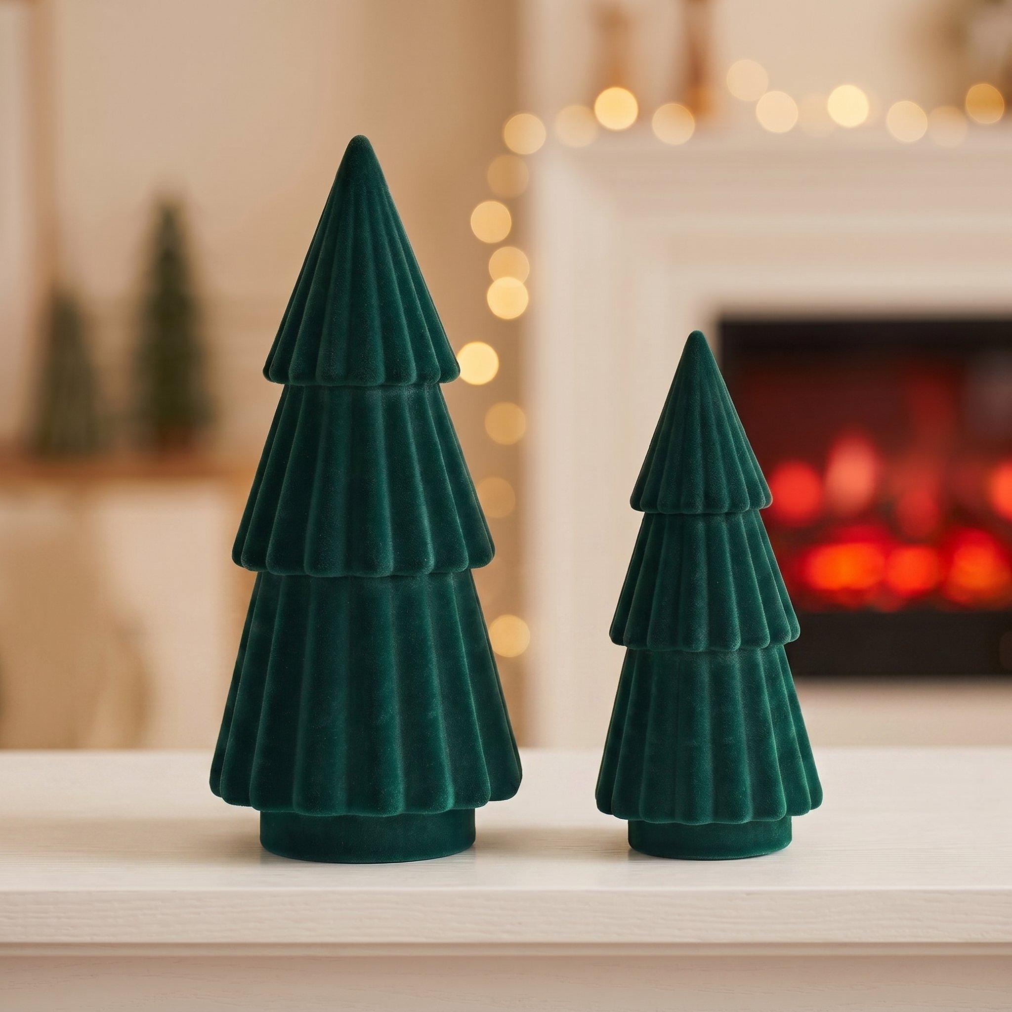 Trees - The Spirit Of Christmas - Flocked Winter Trees Set of 2 - 1