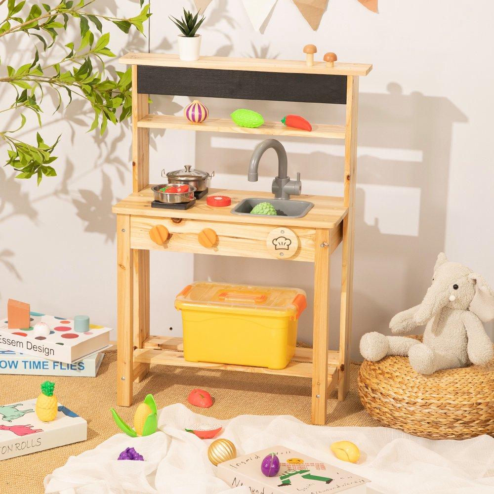 Multi - Tooky Toy - Wooden Mud Kitchen with Chalkboard - 2