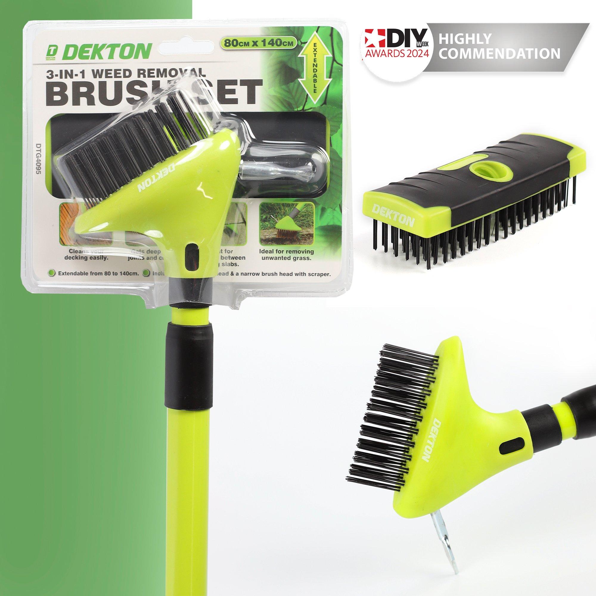 Green - Dekton - 3 in 1 Telescopic Weed Removal Brush Set - 2