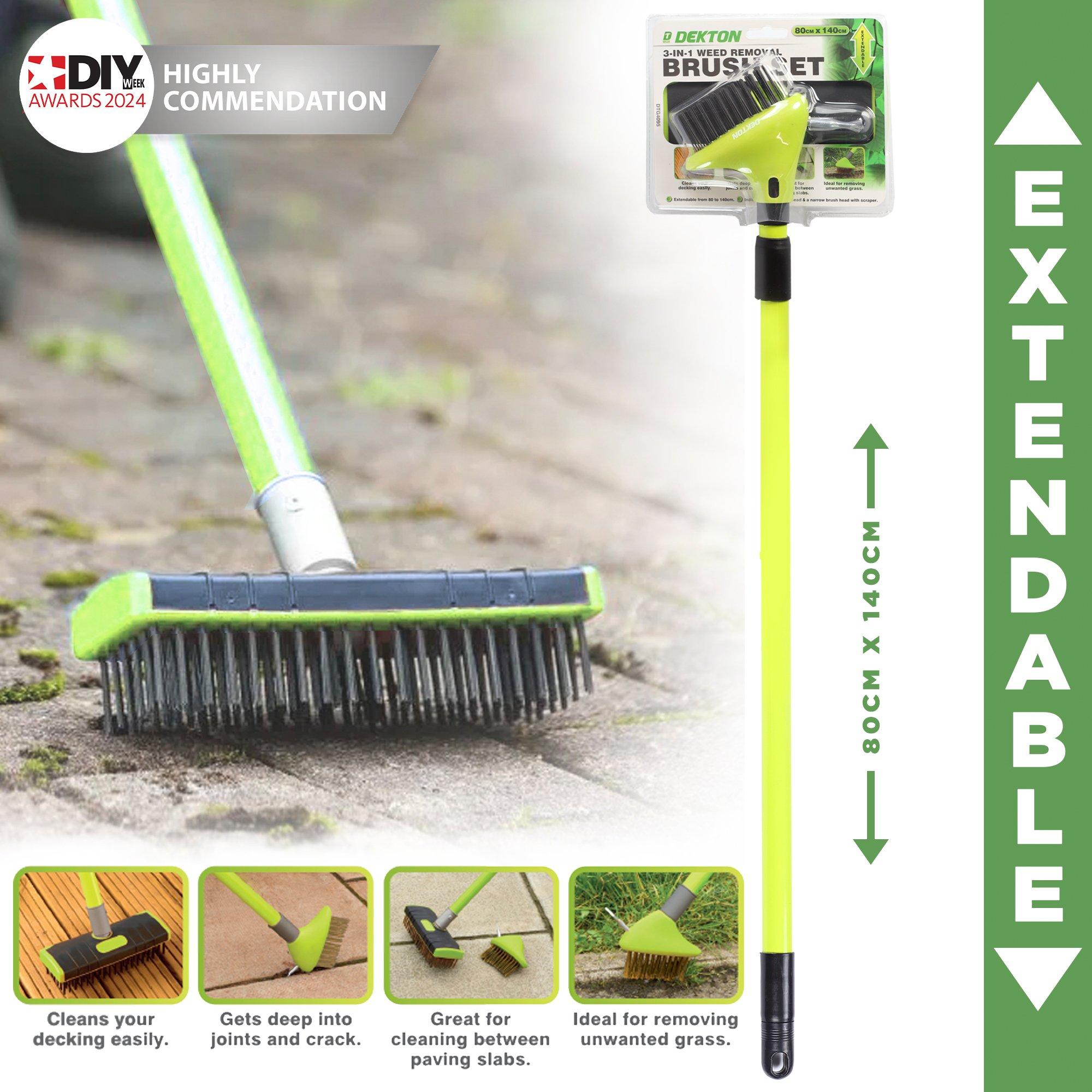 Green - Dekton - 3 in 1 Telescopic Weed Removal Brush Set - 3