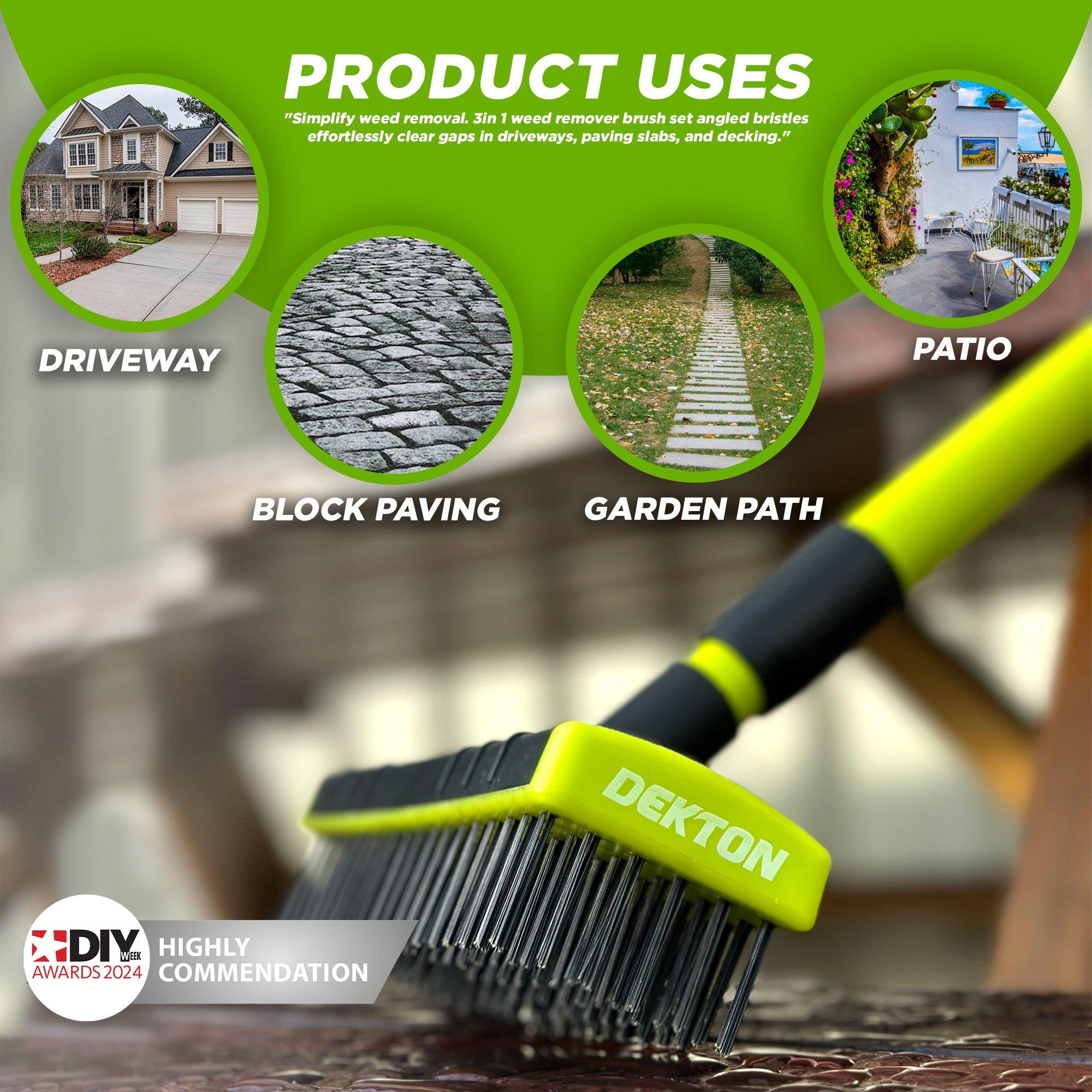 Green - Dekton - 3 in 1 Telescopic Weed Removal Brush Set - 7