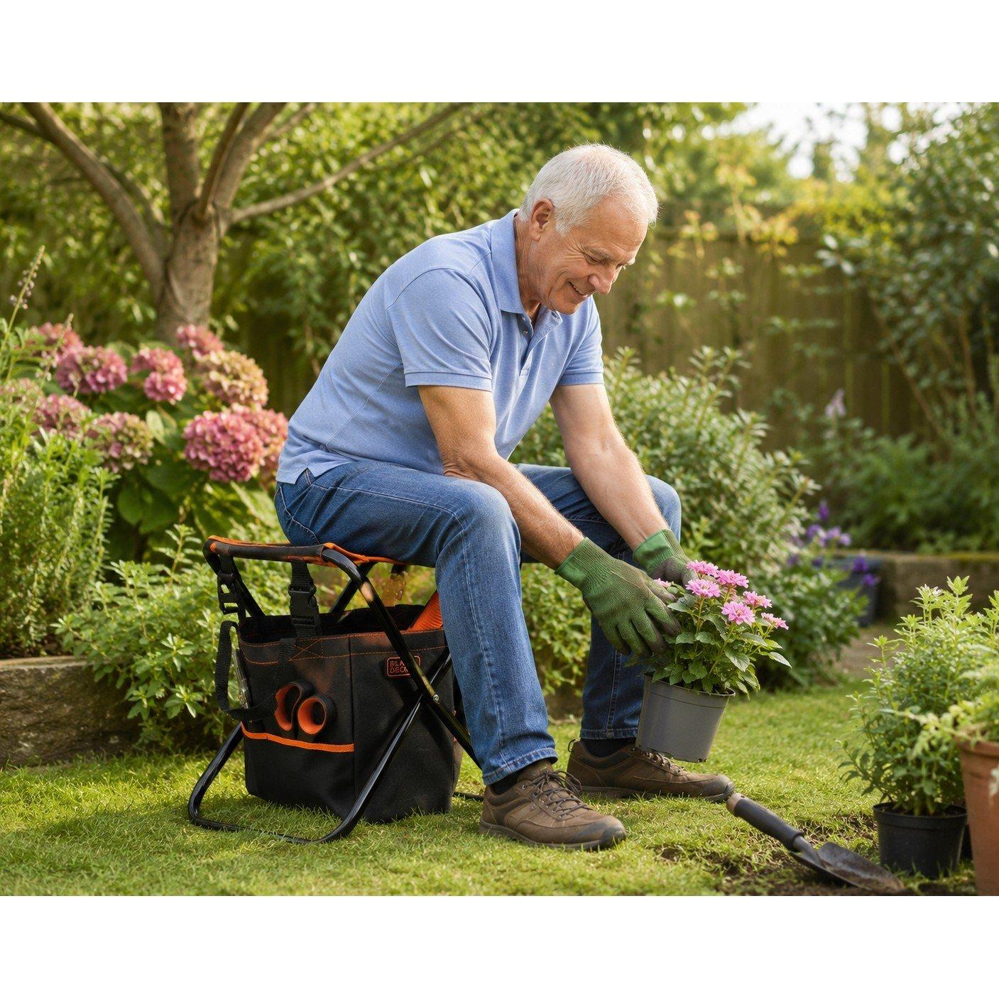 Multi - Black and Decker - BLACK+DECKER Garden Stool with Tool Bag - 3