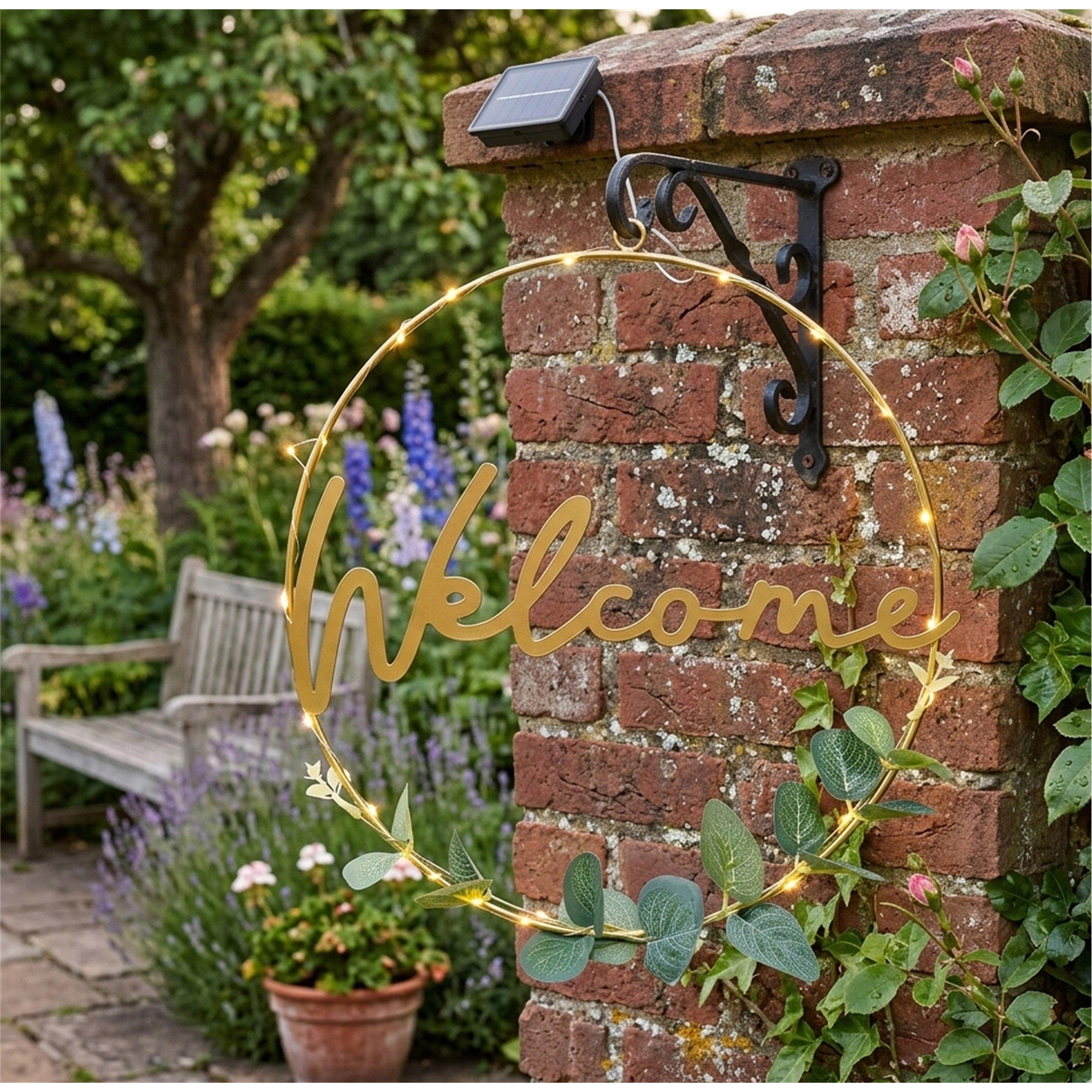 Flowers - Linea - Welcome Hanging Sign With Solar Light 63 - 1