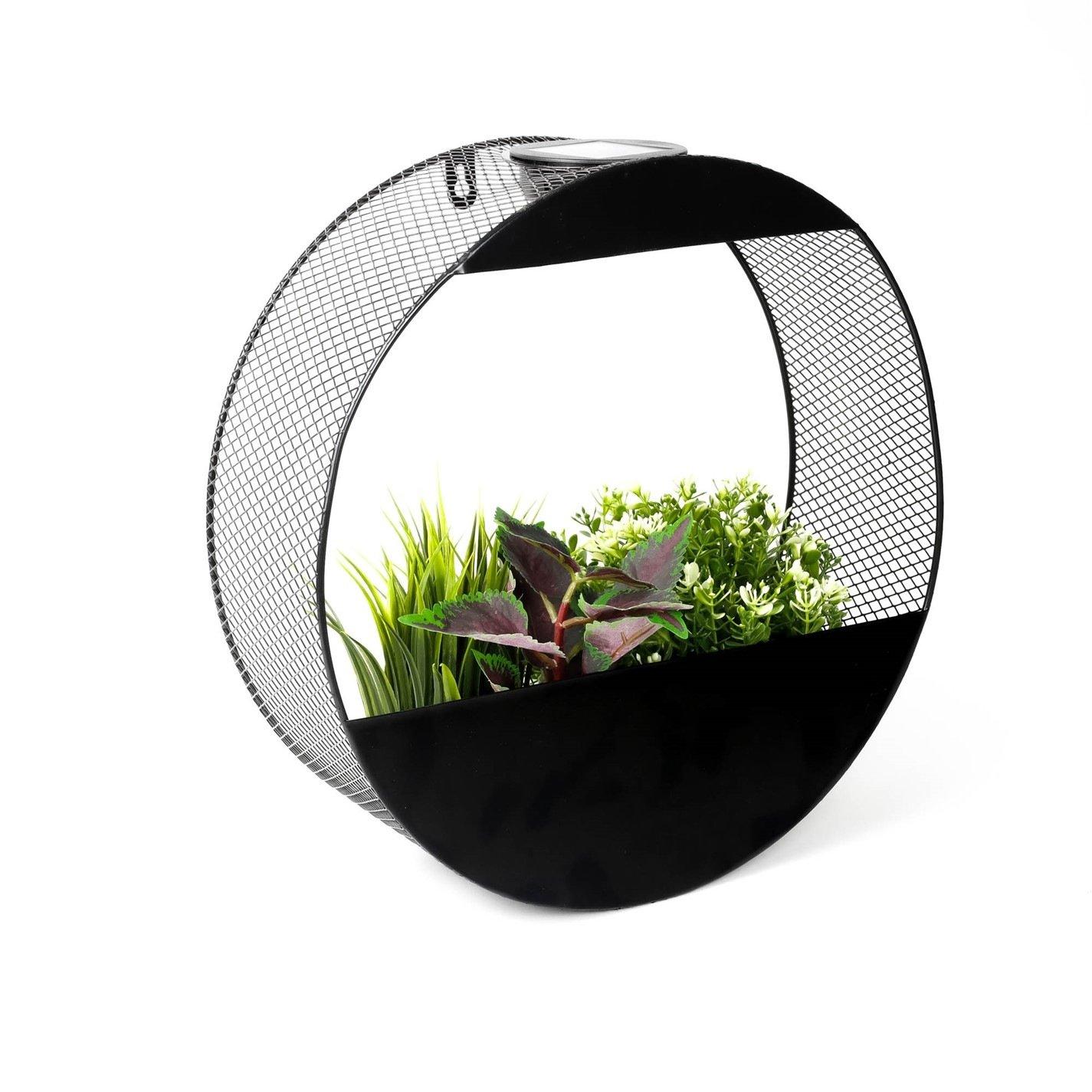 Black/Green - Streetwize - Circular Solar Wall Planter - 2