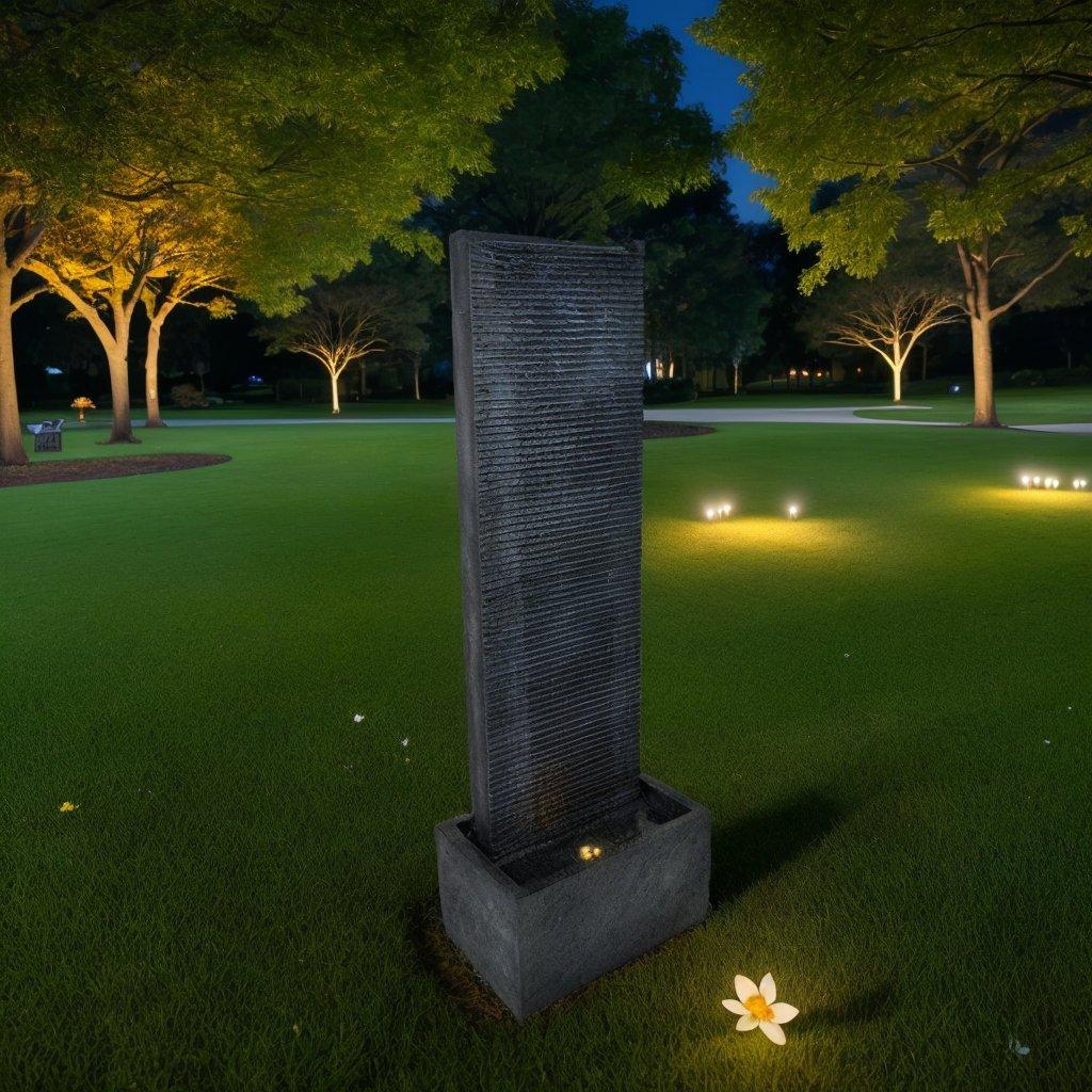 Anthracite - Linea - Solar Waterfall Water Feature - 1