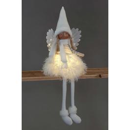 Snowtime 56cm LED Lit Sitting Angel with Fluffy Dress