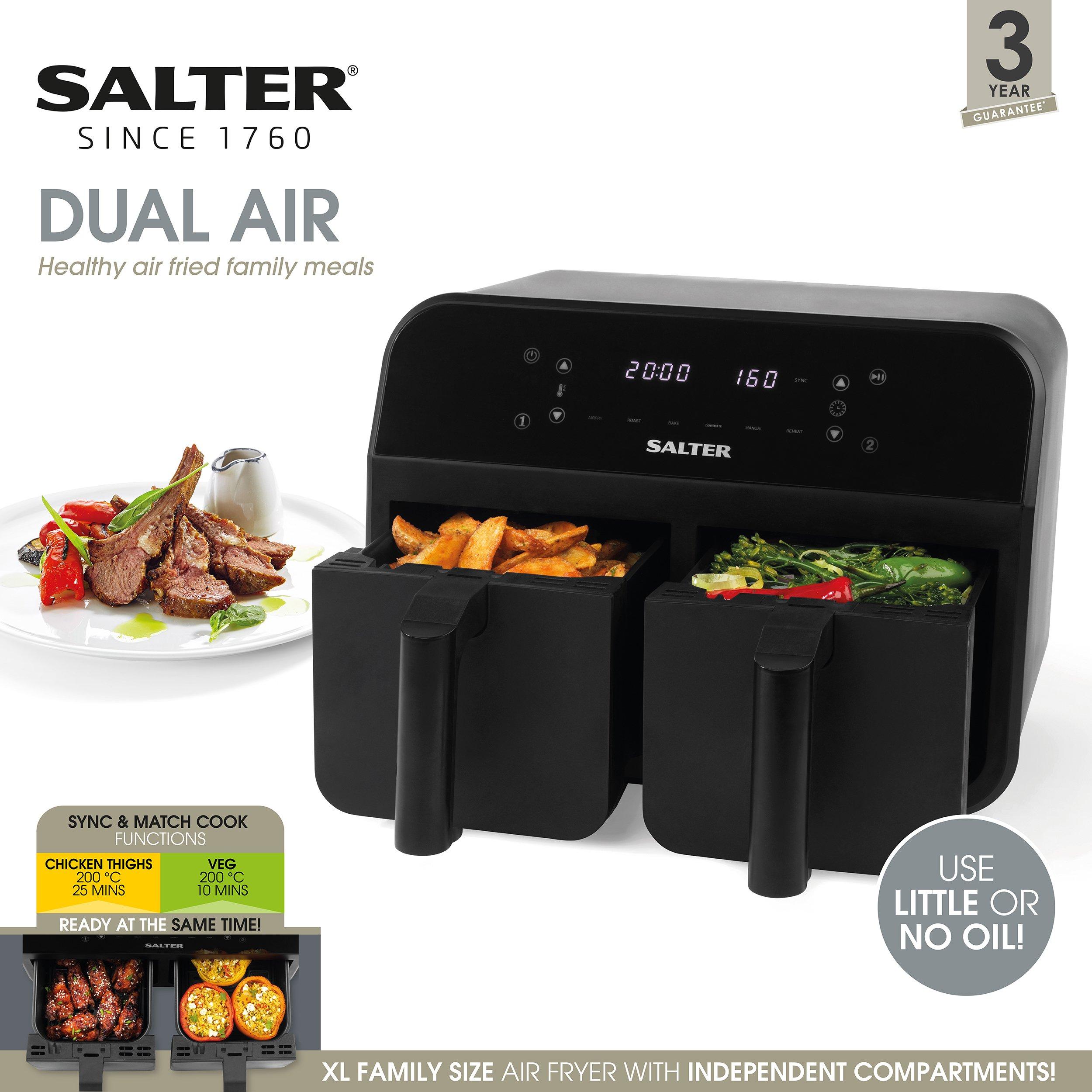 Black - Salter - Dual Cook Digital Pro Air Fryer - 2