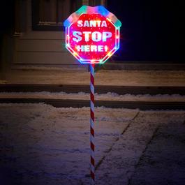 The Spirit Of Christmas SOC LED Santa Stop Here Sign