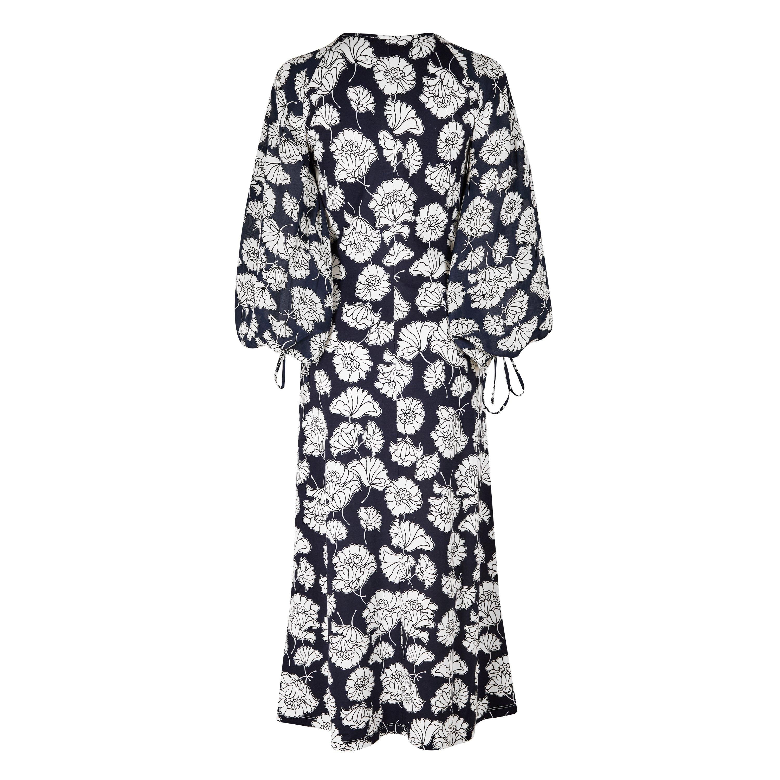 Navy 003 - Weekend Max Mara - Women's Floral Long Tea Dress - 6