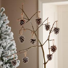 The Spirit Of Christmas SOC Set of 10 Frosted Pine Cone Tree Decorations