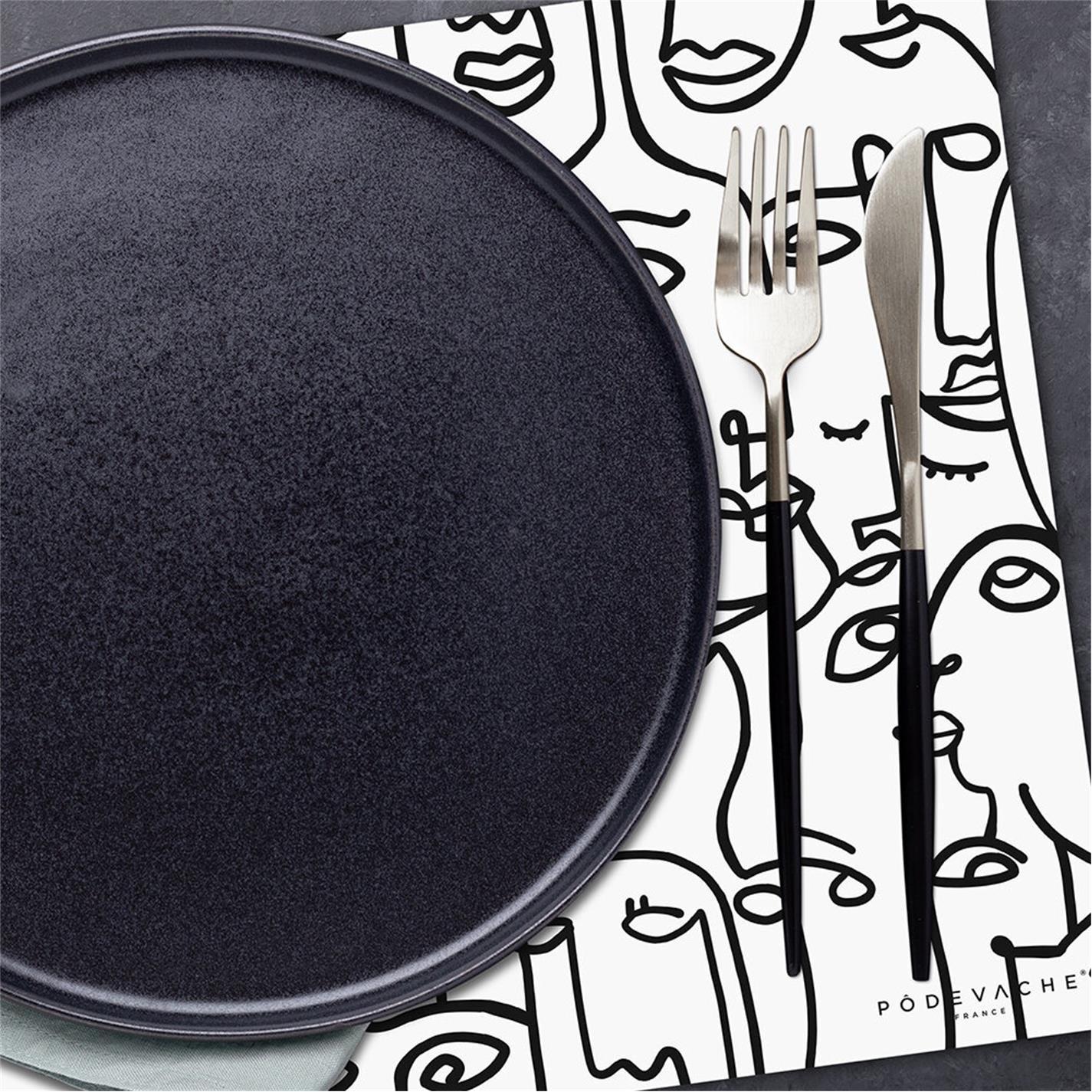 Black and White - PODEVACHE - Black and White Abstract Placemat - 2
