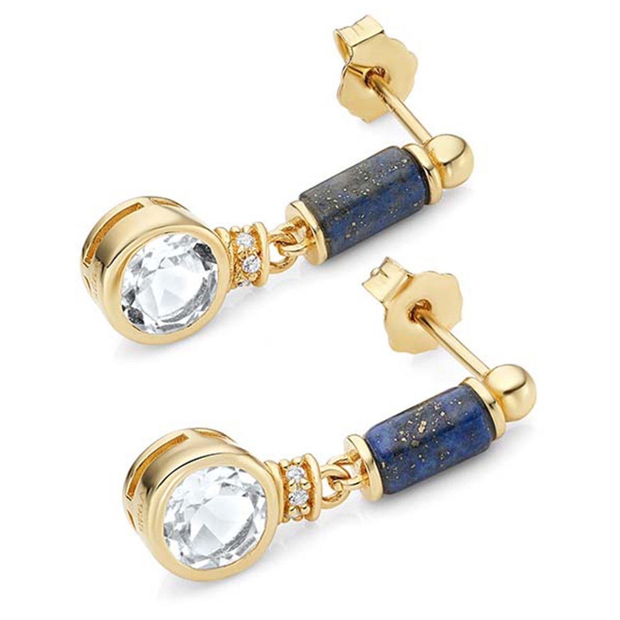 BLUE - V Jewellery - Women's Lapis Mini Gold Vermeil Drop Earrings - 2