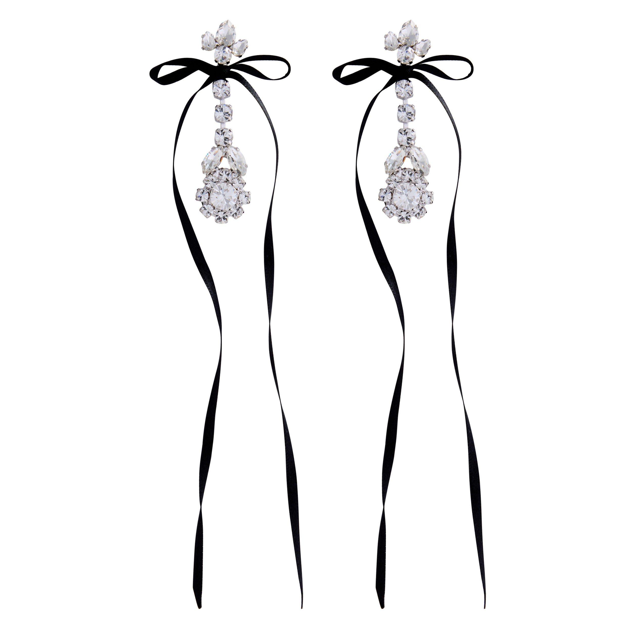 BLACK AND OTHER - Simone Rocha - VICTORIAN BOW RIBBON DRIP EARR