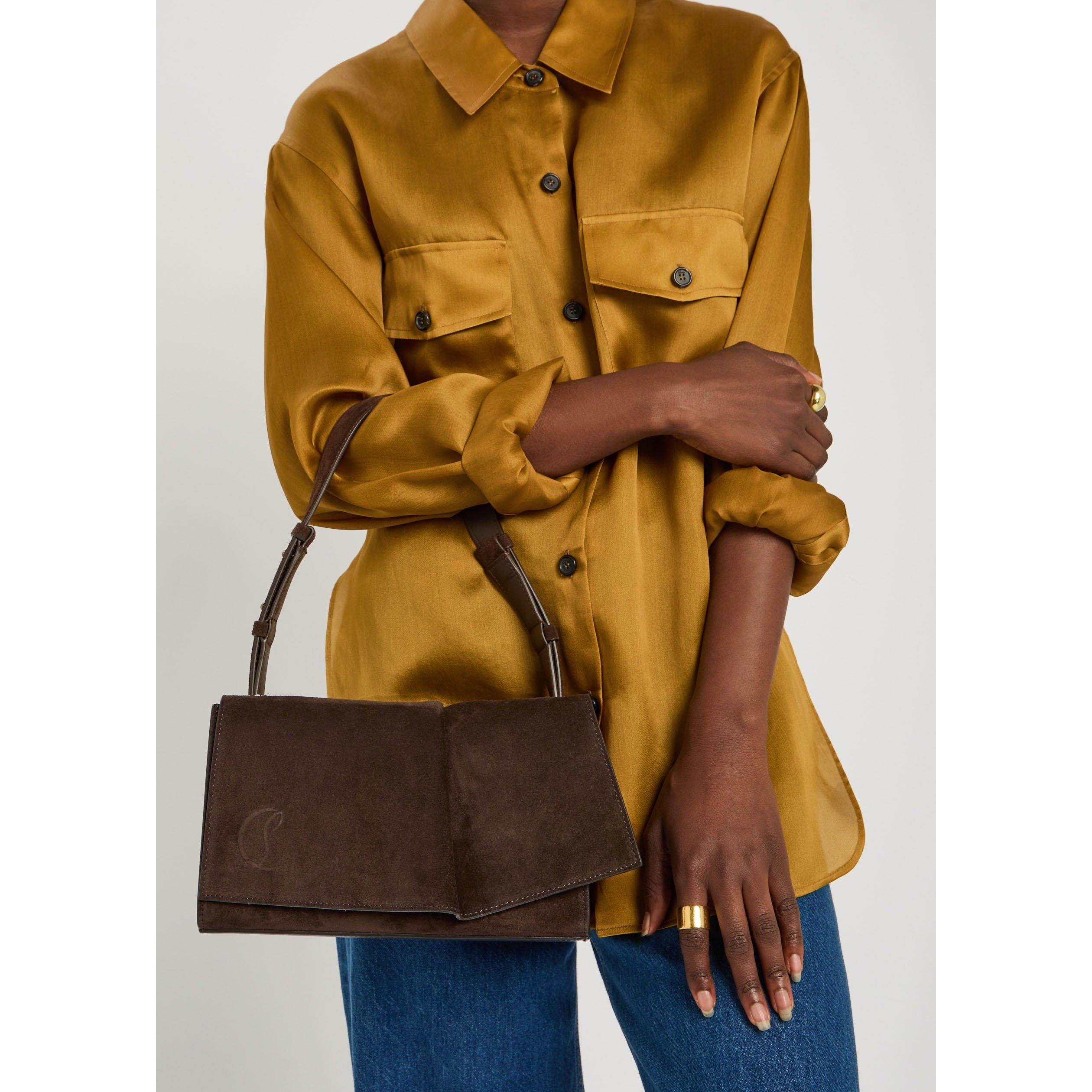 DARK BROWN - Christian Louboutin - CROSTA SMALL SUEDE BAG - 3