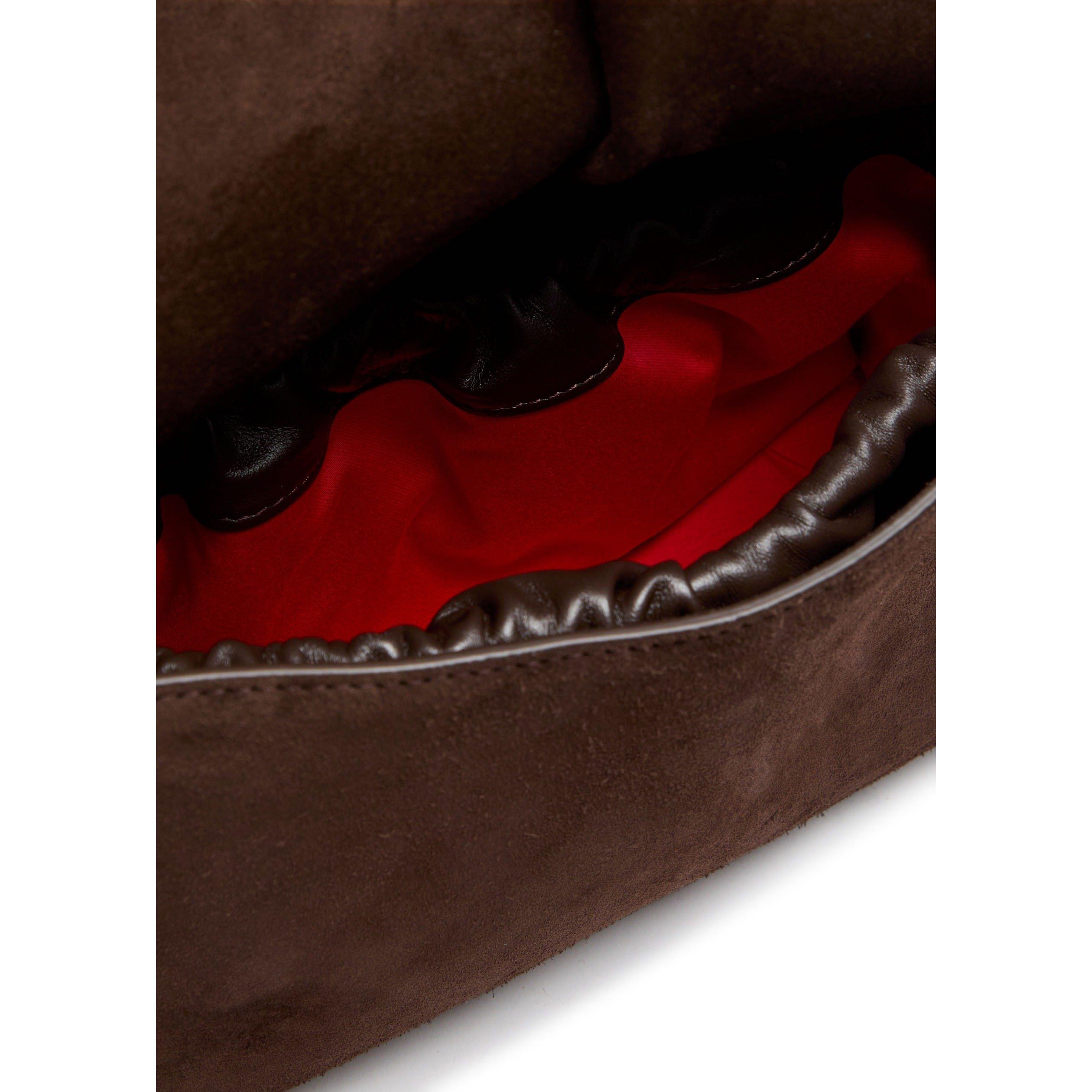 DARK BROWN - Christian Louboutin - CROSTA SMALL SUEDE BAG - 5