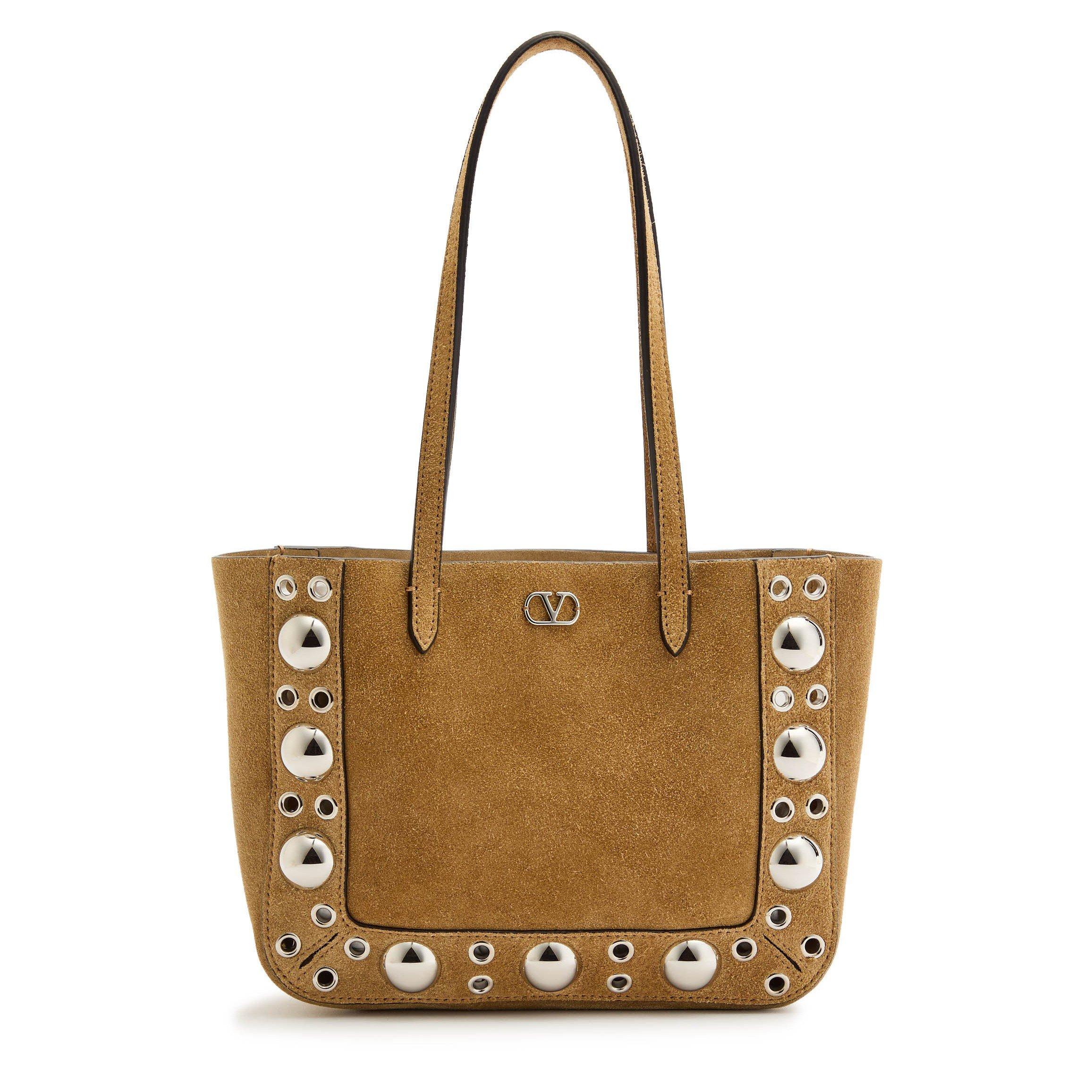 CAMEL - Valentino - MINI TOTE NELLCOTE FRAME SUEDE