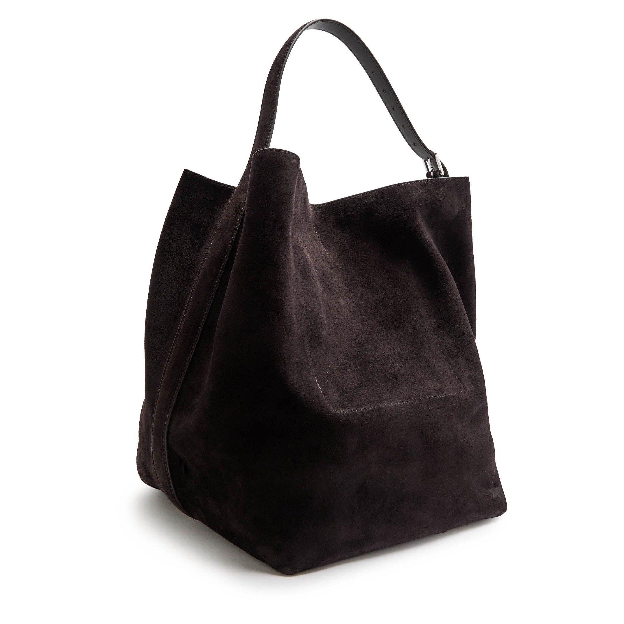 DARK BROWN - Toteme - BELTED SUEDE TOTE - 2