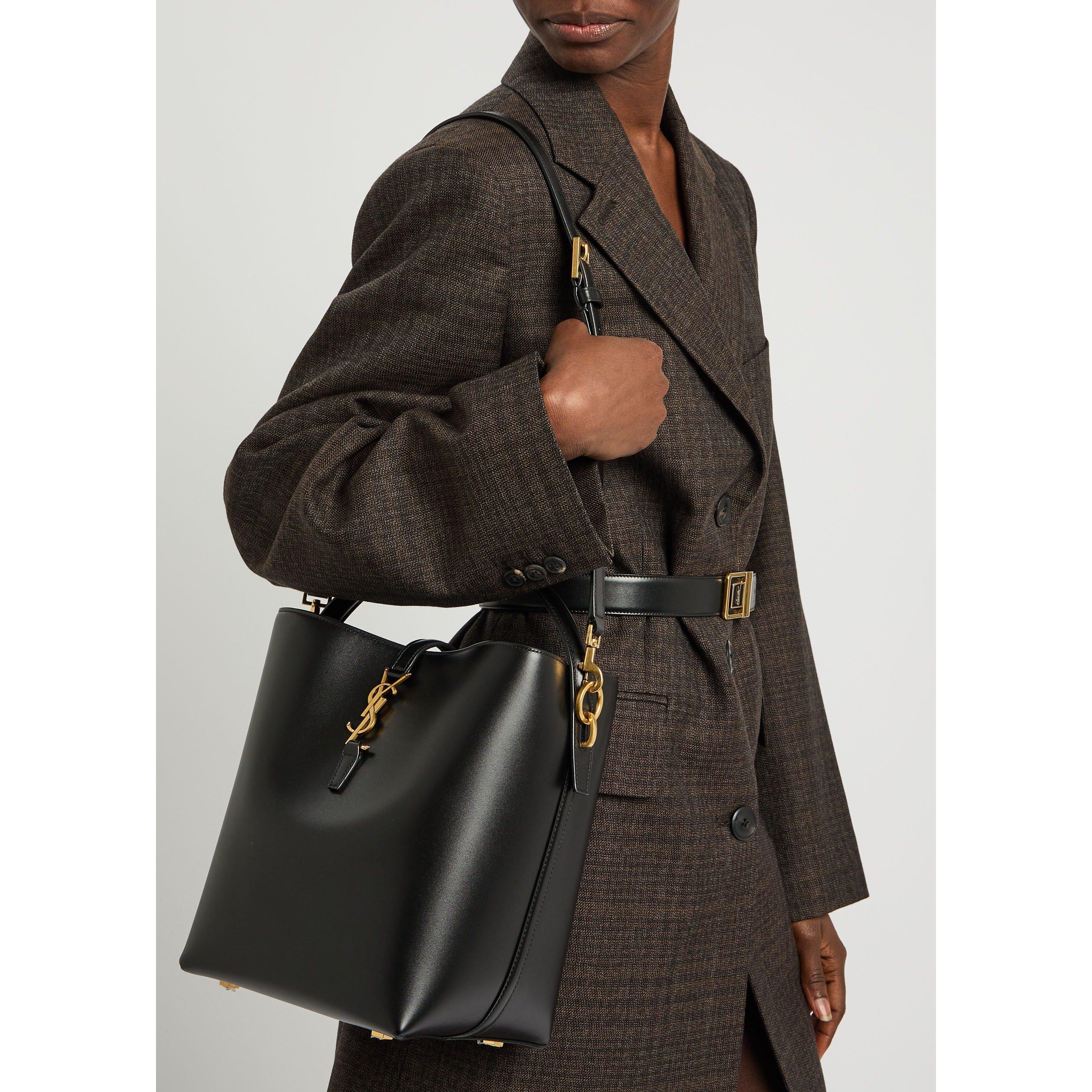 BLACK - Saint Laurent - Women's Le 37 Leather Bucket Bag - 3