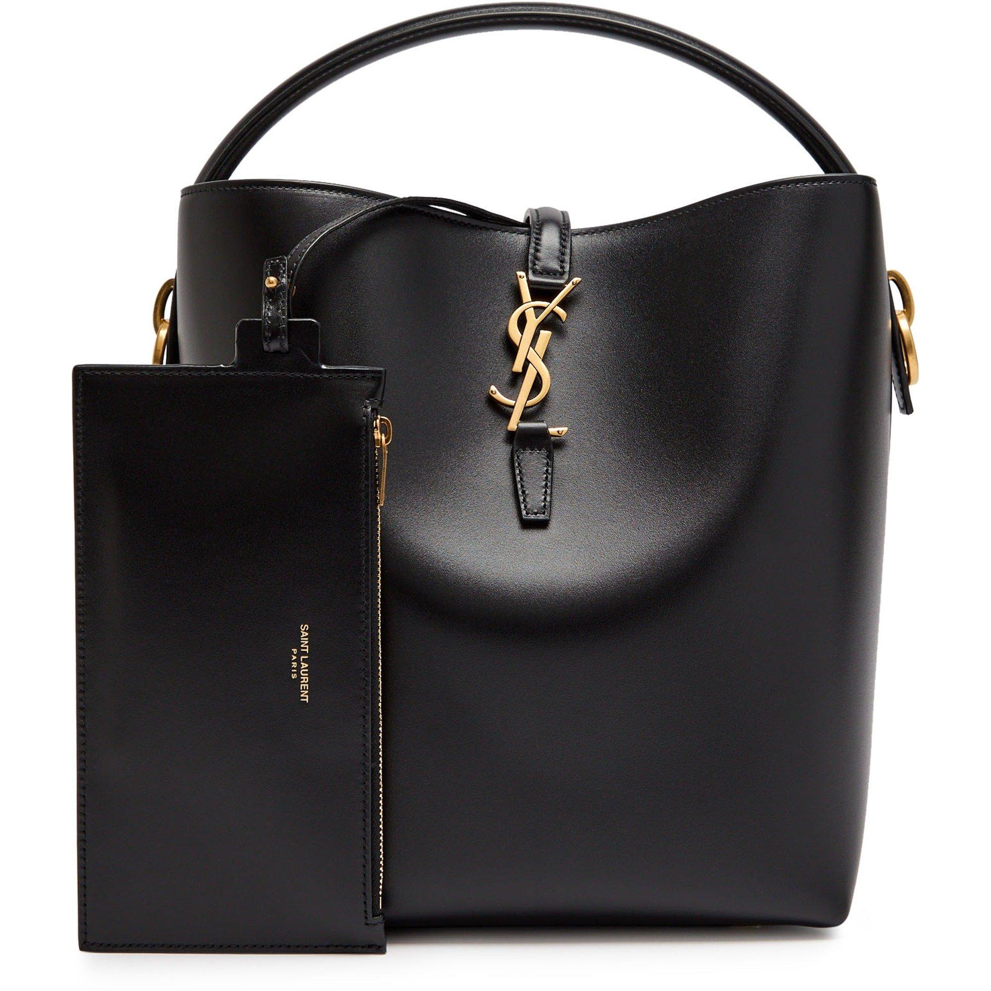 BLACK - Saint Laurent - Women's Le 37 Leather Bucket Bag - 6