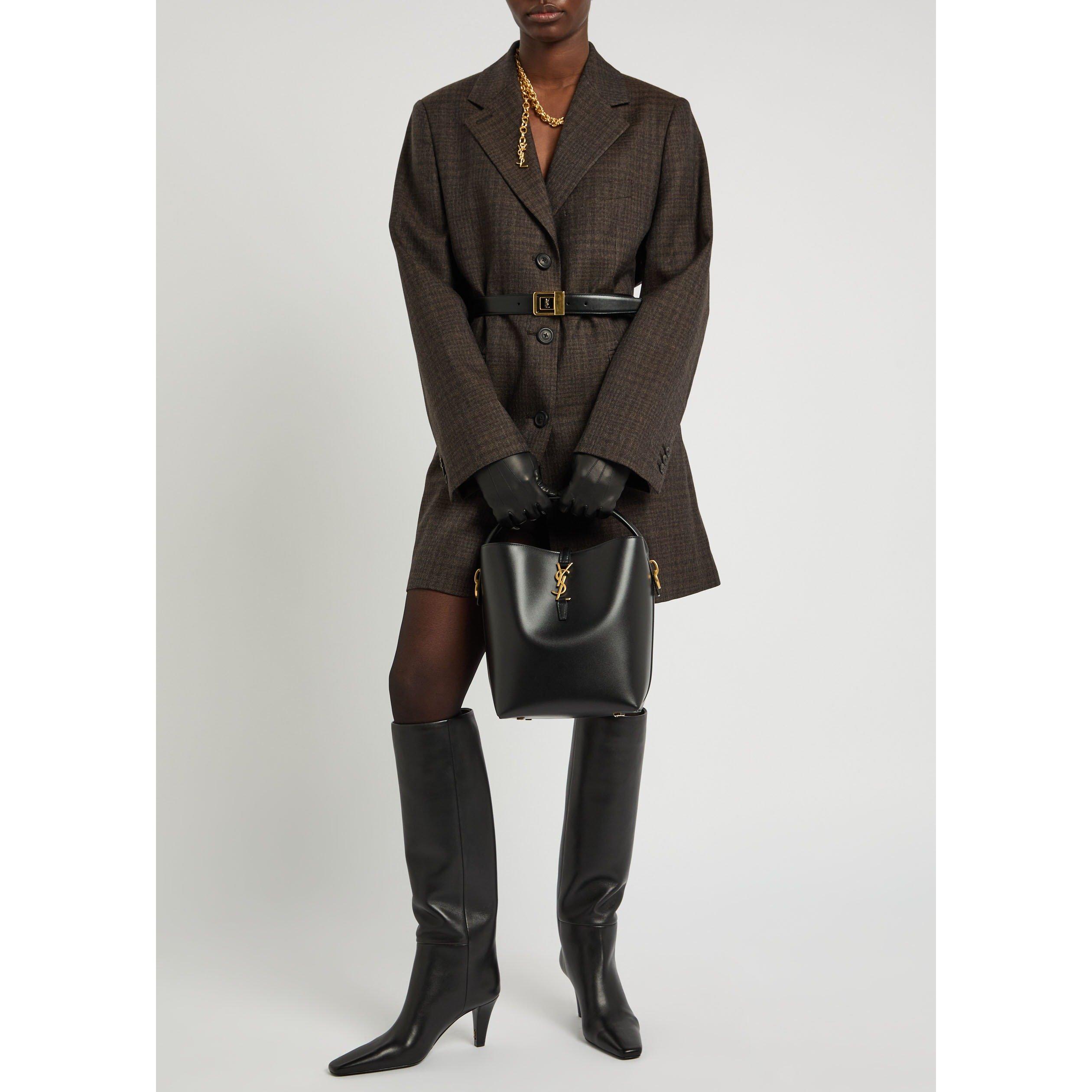 BLACK - Saint Laurent - Women's Le 37 Leather Bucket Bag - 7