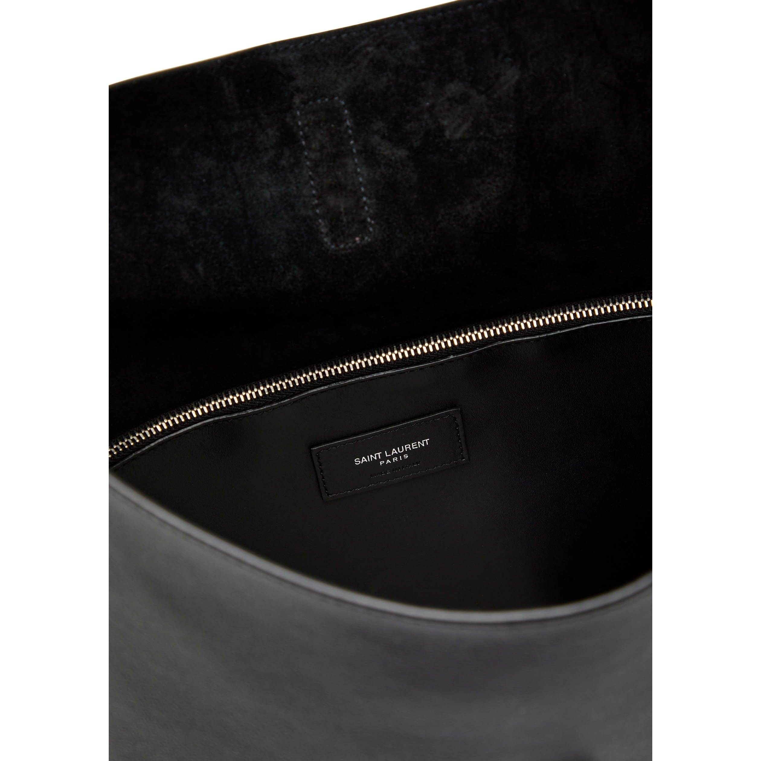 BLACK - Saint Laurent - 5 A 7 LARGE HOBO SILVER HDW - 5
