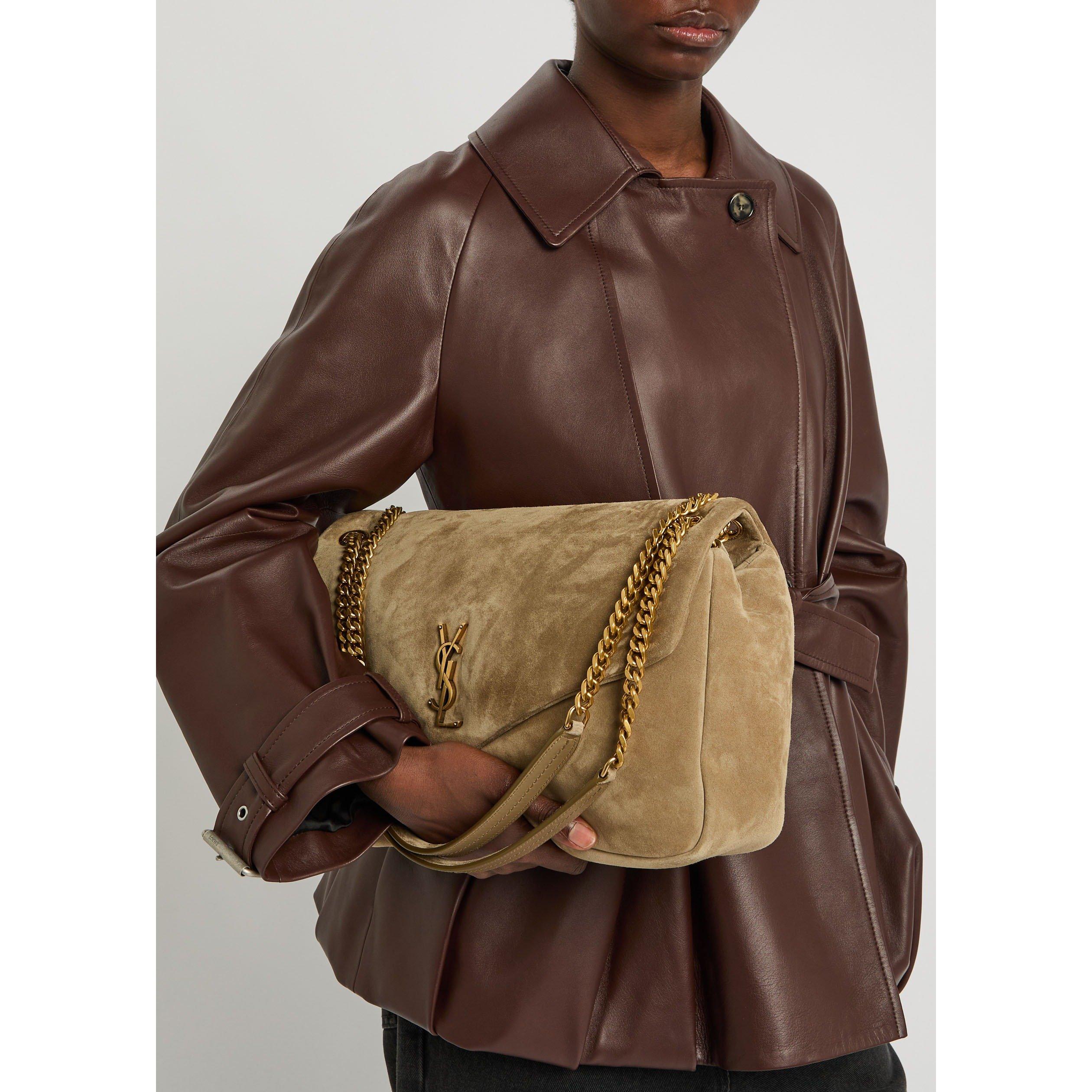 BROWN - Saint Laurent - Women's Calypso Suede Large Shoulder Bag - 3