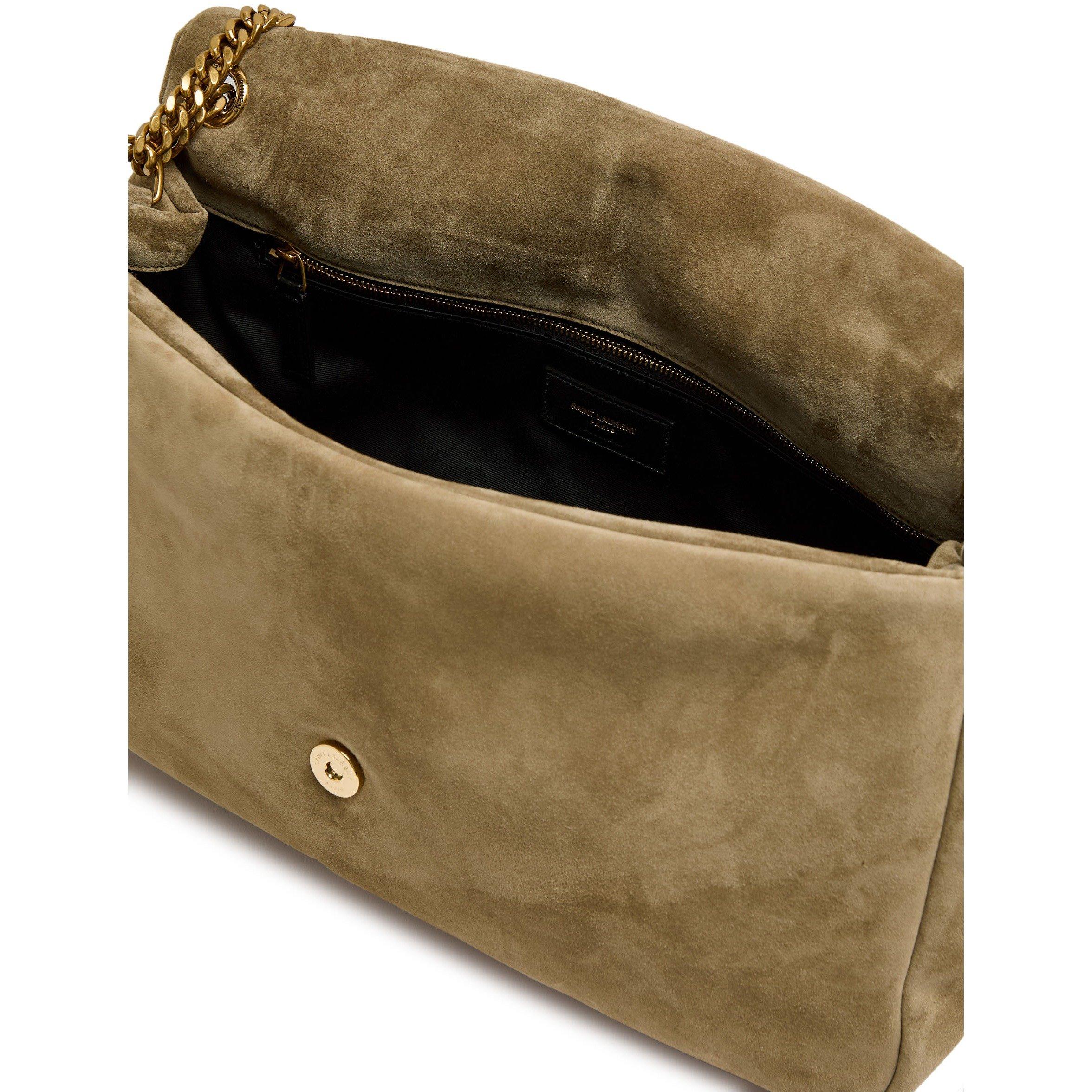 BROWN - Saint Laurent - Women's Calypso Suede Large Shoulder Bag - 5
