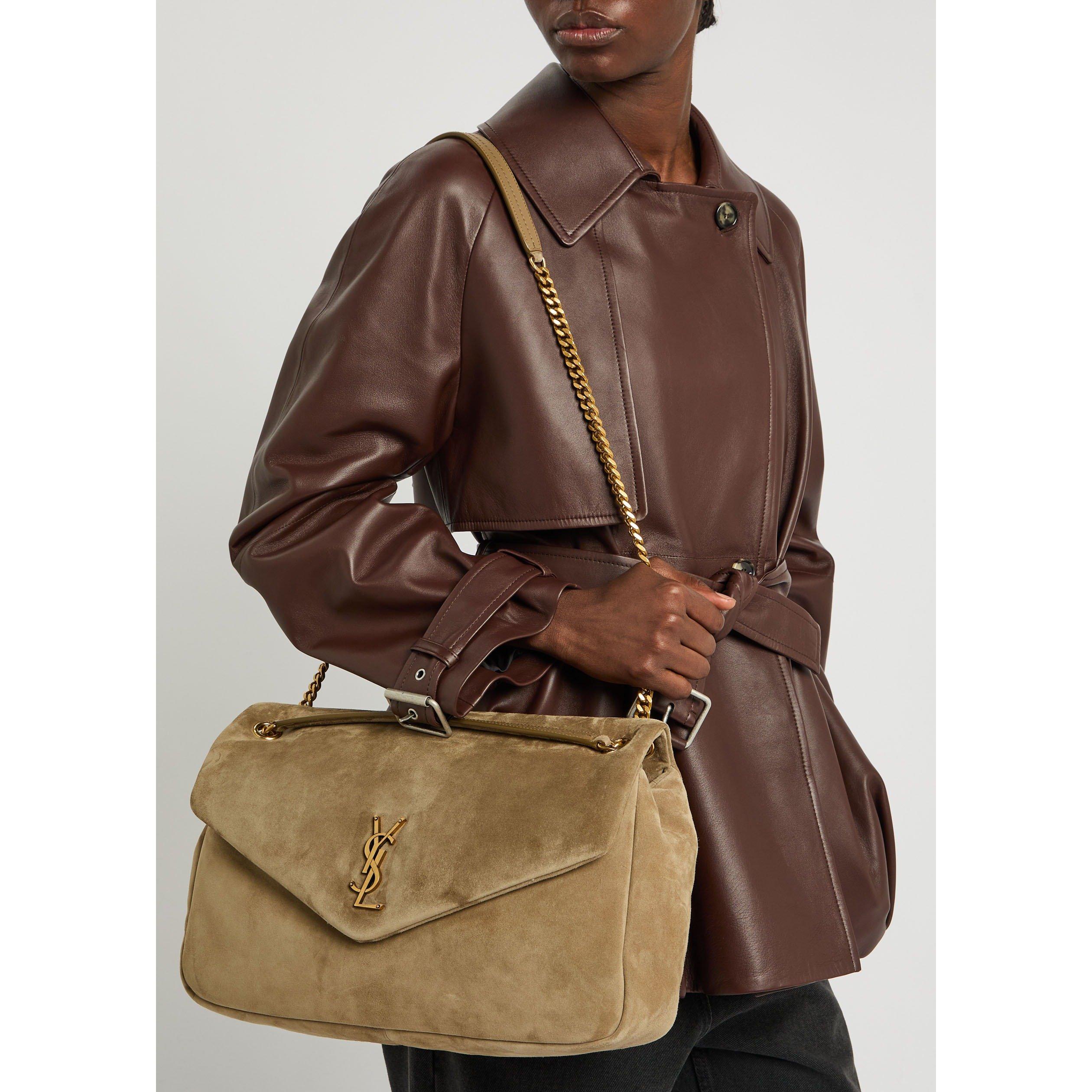 BROWN - Saint Laurent - Women's Calypso Suede Large Shoulder Bag - 6