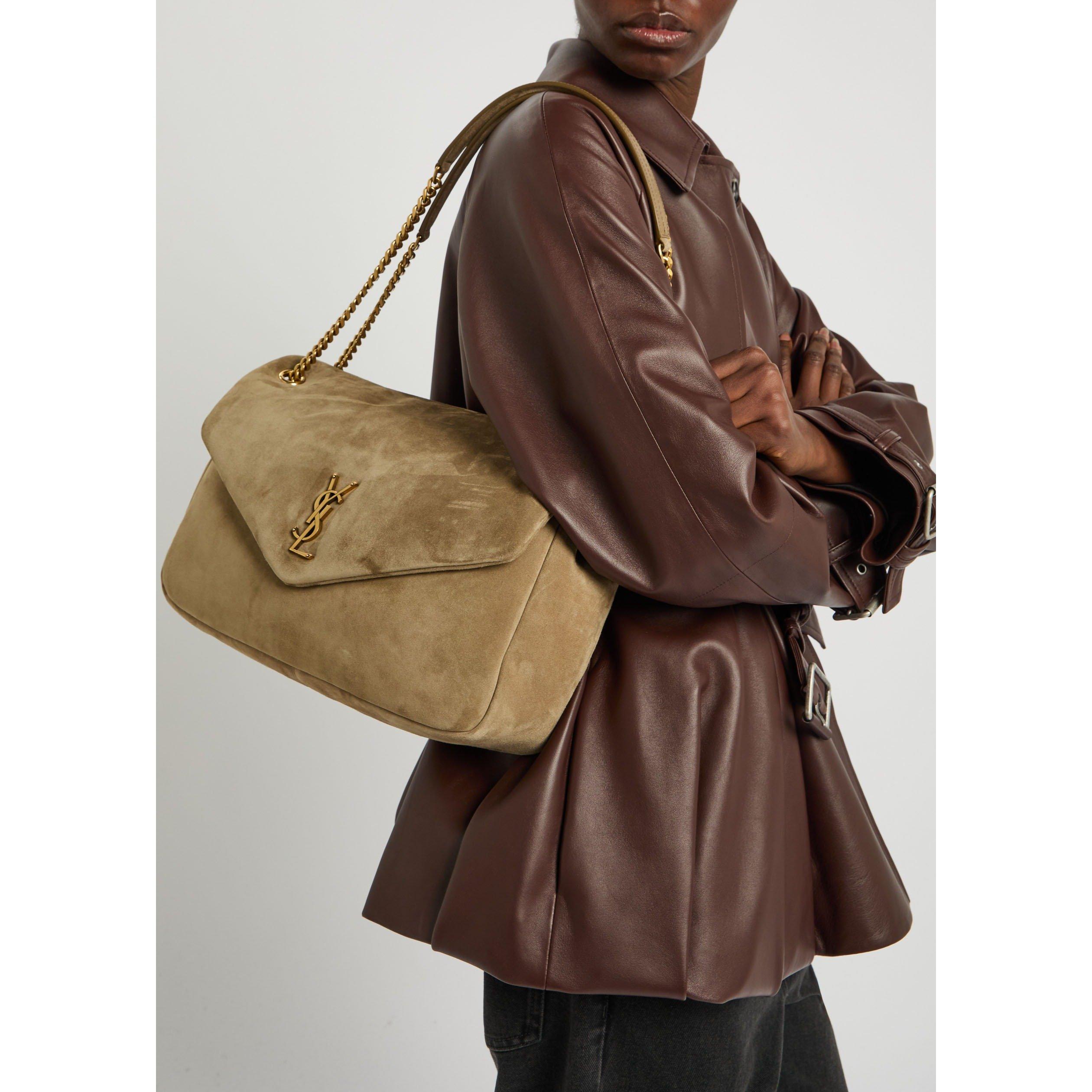 BROWN - Saint Laurent - Women's Calypso Suede Large Shoulder Bag - 7