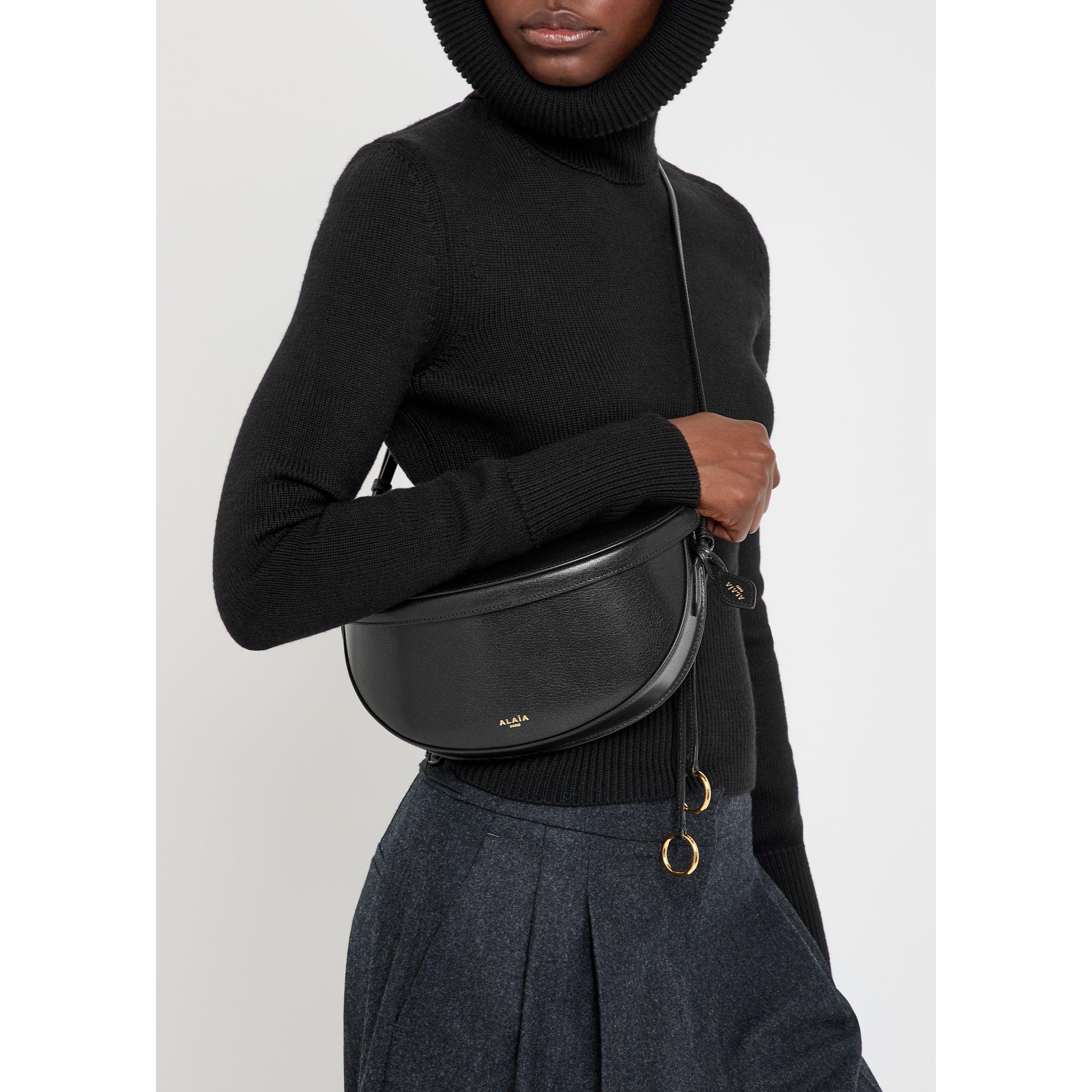 BLACK - Alaia - Women's Leather Crossbody Bag - 3